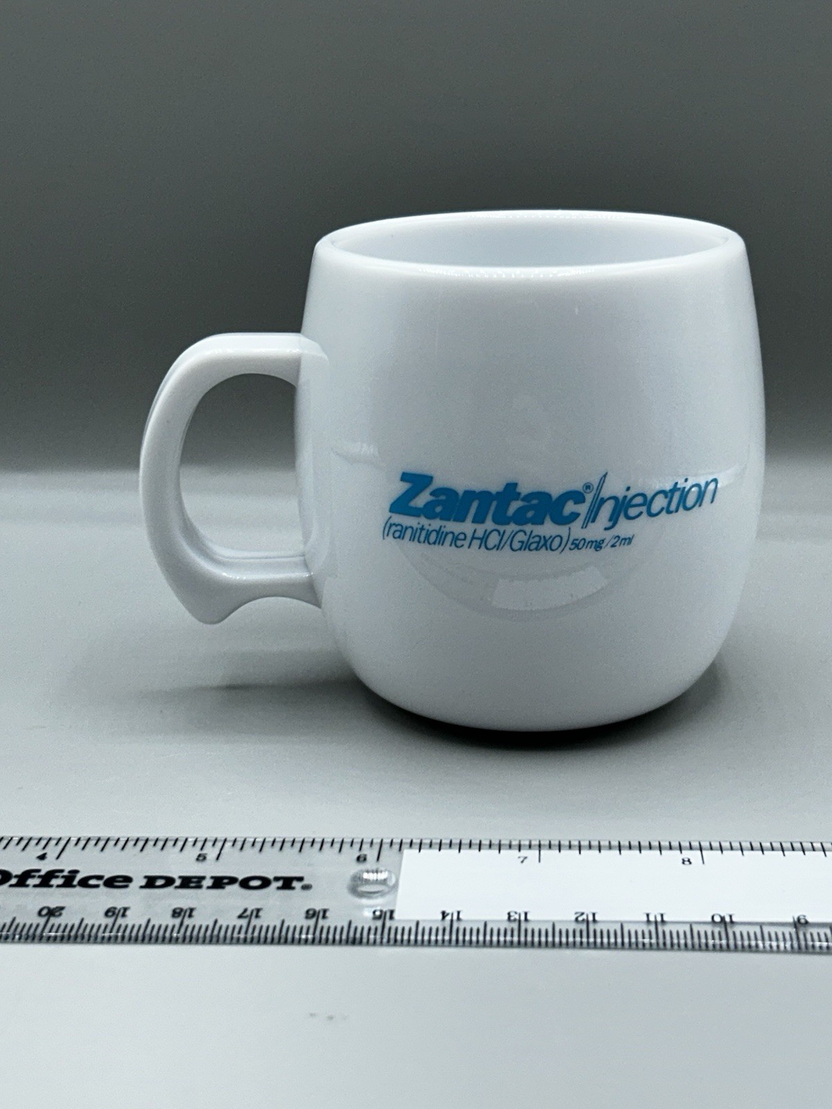 Zantac Injection Coffee Cup Glaxo Pharmaceutical Drug Advertising Plastic Mug