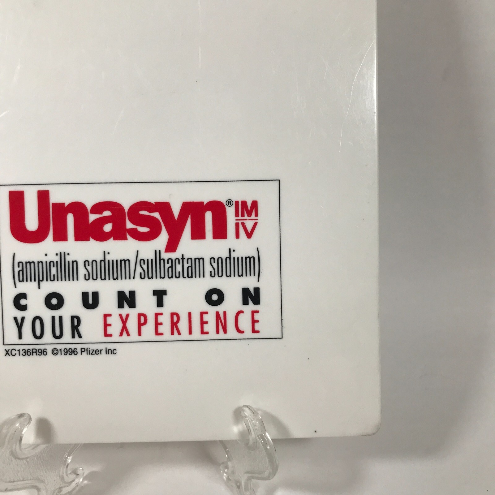 Unasyn IM/IV Ampicillin Sodium/Sulbactam Sodium White Plastic Clipboard 13.5″x9″