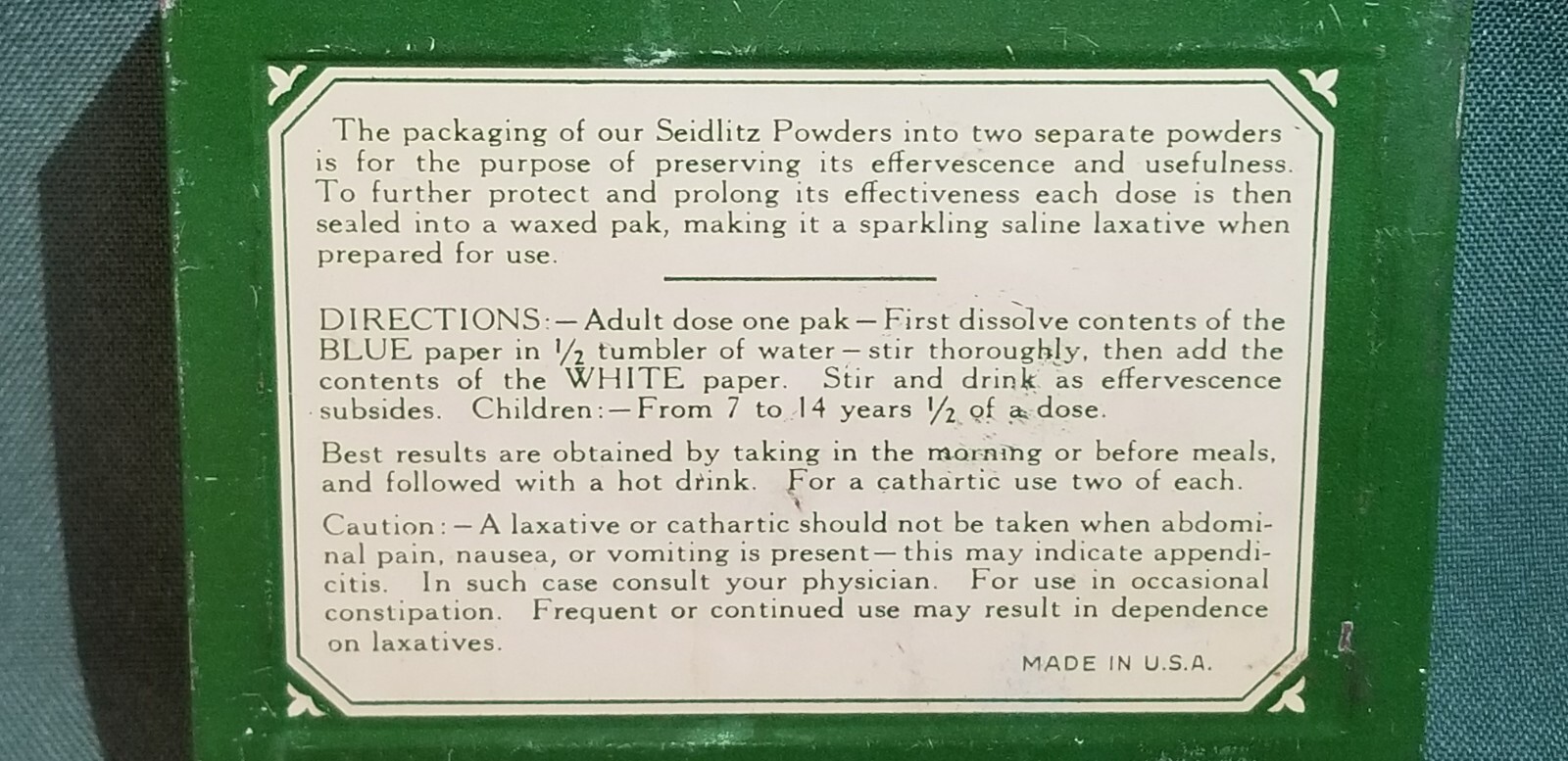 Antique Tin Seidlitz Powders Charles R Doane New York Pharmacy ad w/ packs.