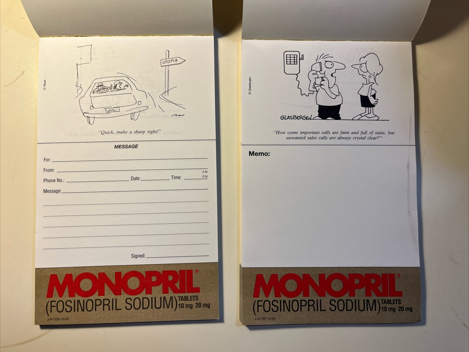 MONOPRIL Cortlandt Memo And Telephone Message Pads For Physicians Set Of Two