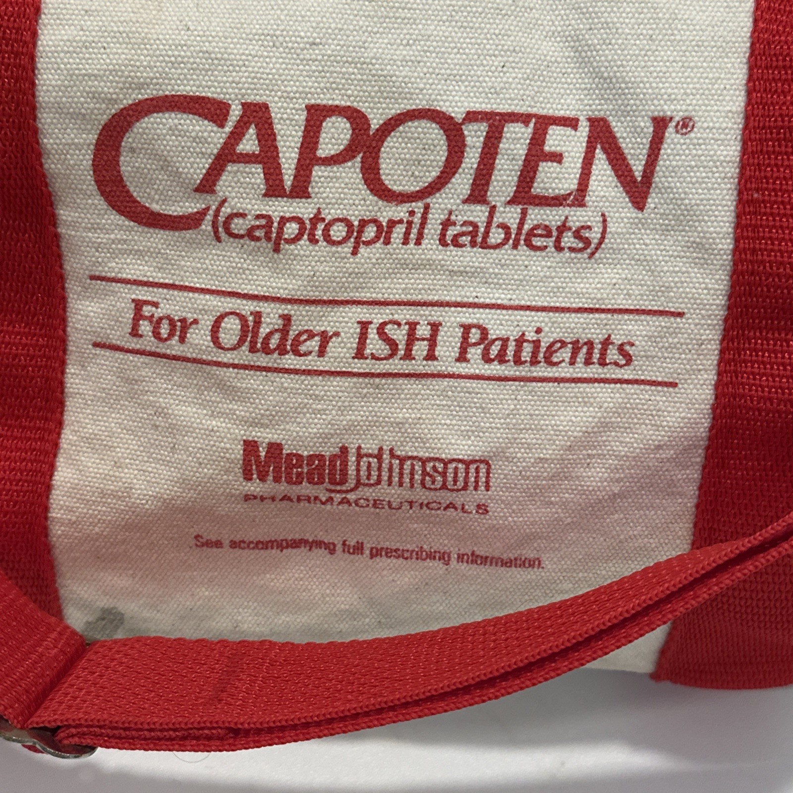 Vtg 80s 90s Capoten Captopril Drug Rep Pharmaceutical Canvas Tote Duffel Mead