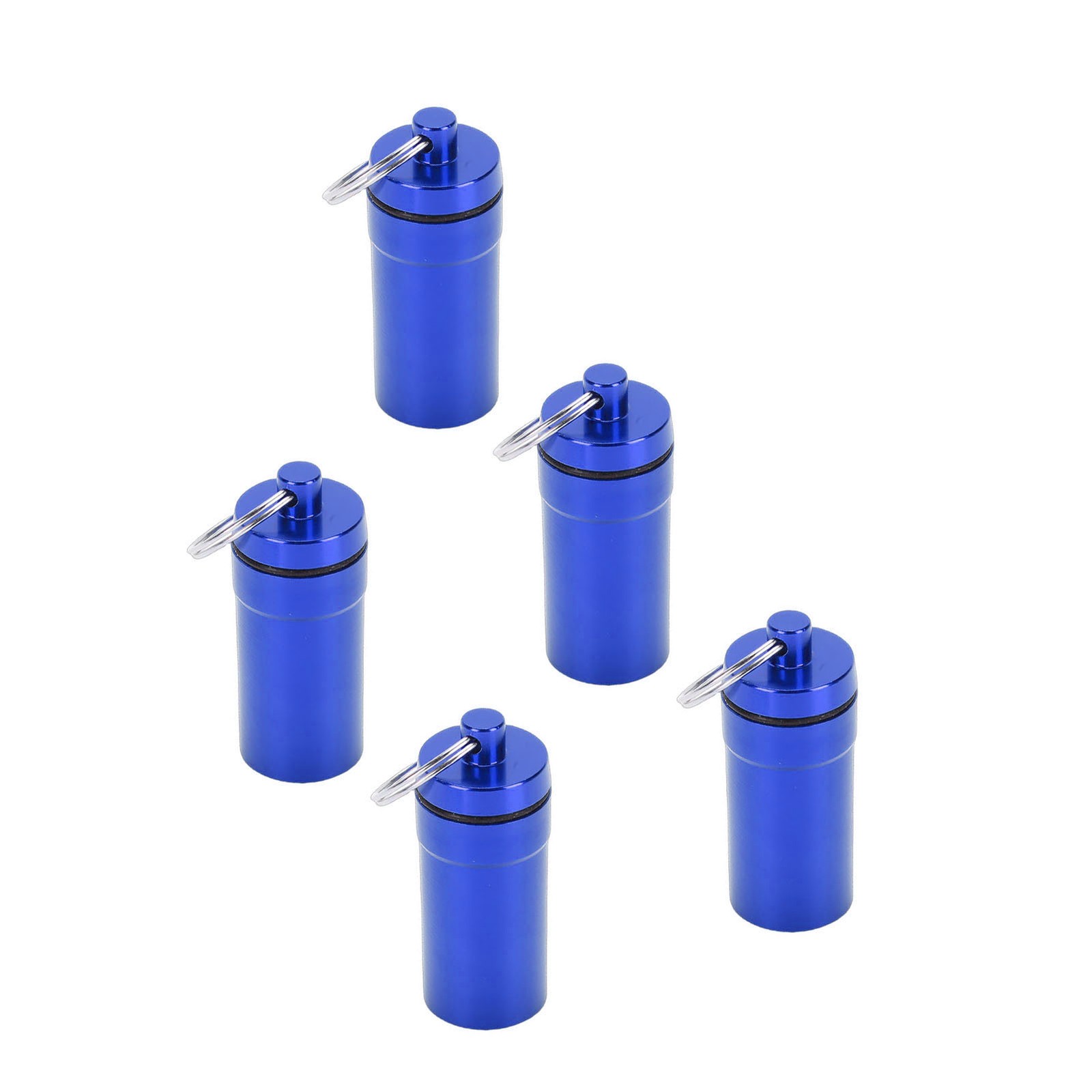 1-5pcs Mini Keychain Tablets Case Water Proof Outdoor Tablets Container Blue
