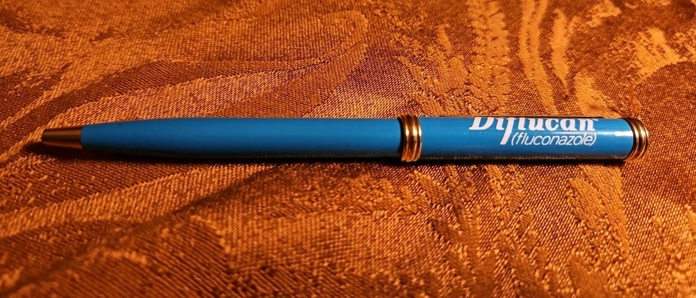 Diflucan Pfizer Drug Promotional Pen Teal Blue Click Writes