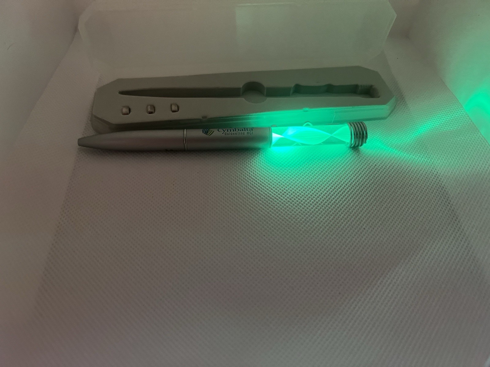 Cymbalta Drug Rep Promotional LED Light Pen – Blue/Green Fiber Optic – with Case