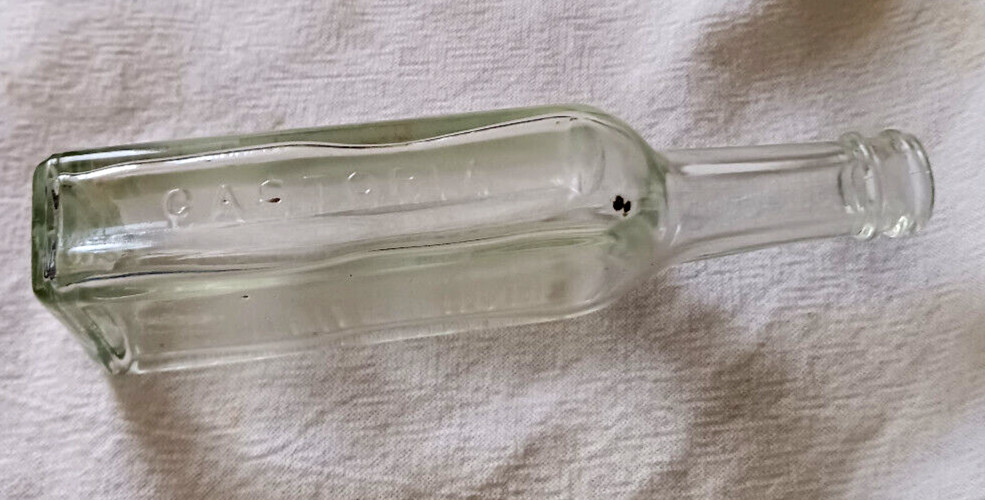 1930s Bottl Castoria Chas. H. Fletcher’s Aqua Pierce Co. Embossed Mold # 6 USA