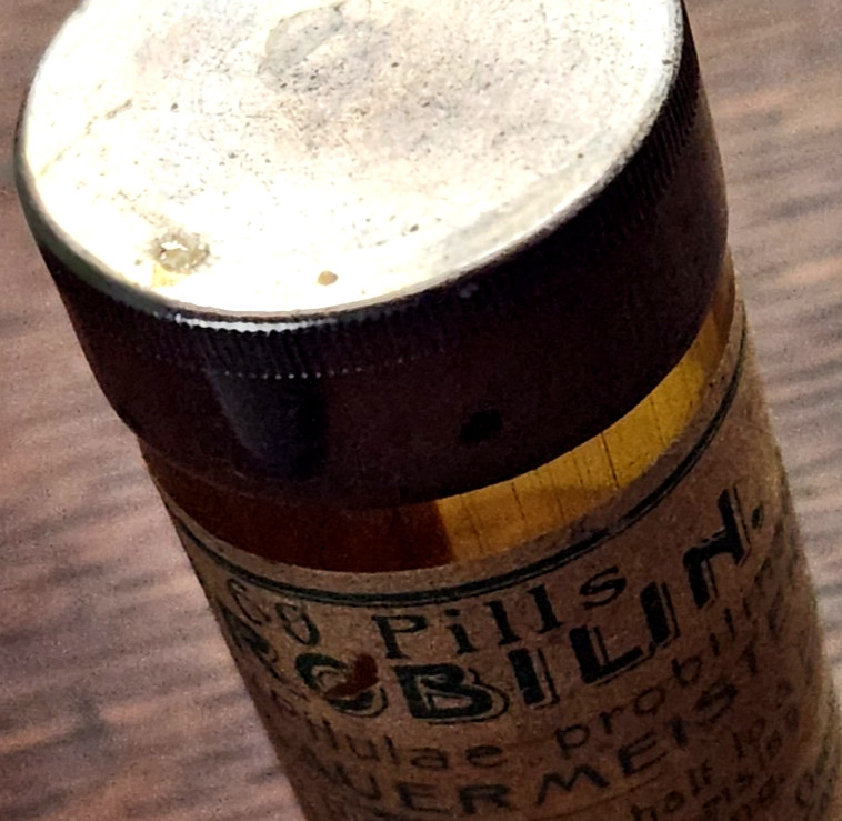 Antique Medical Quack Dr. Bauermeister PROBILIN 60 Pills Amber Bottle Empty