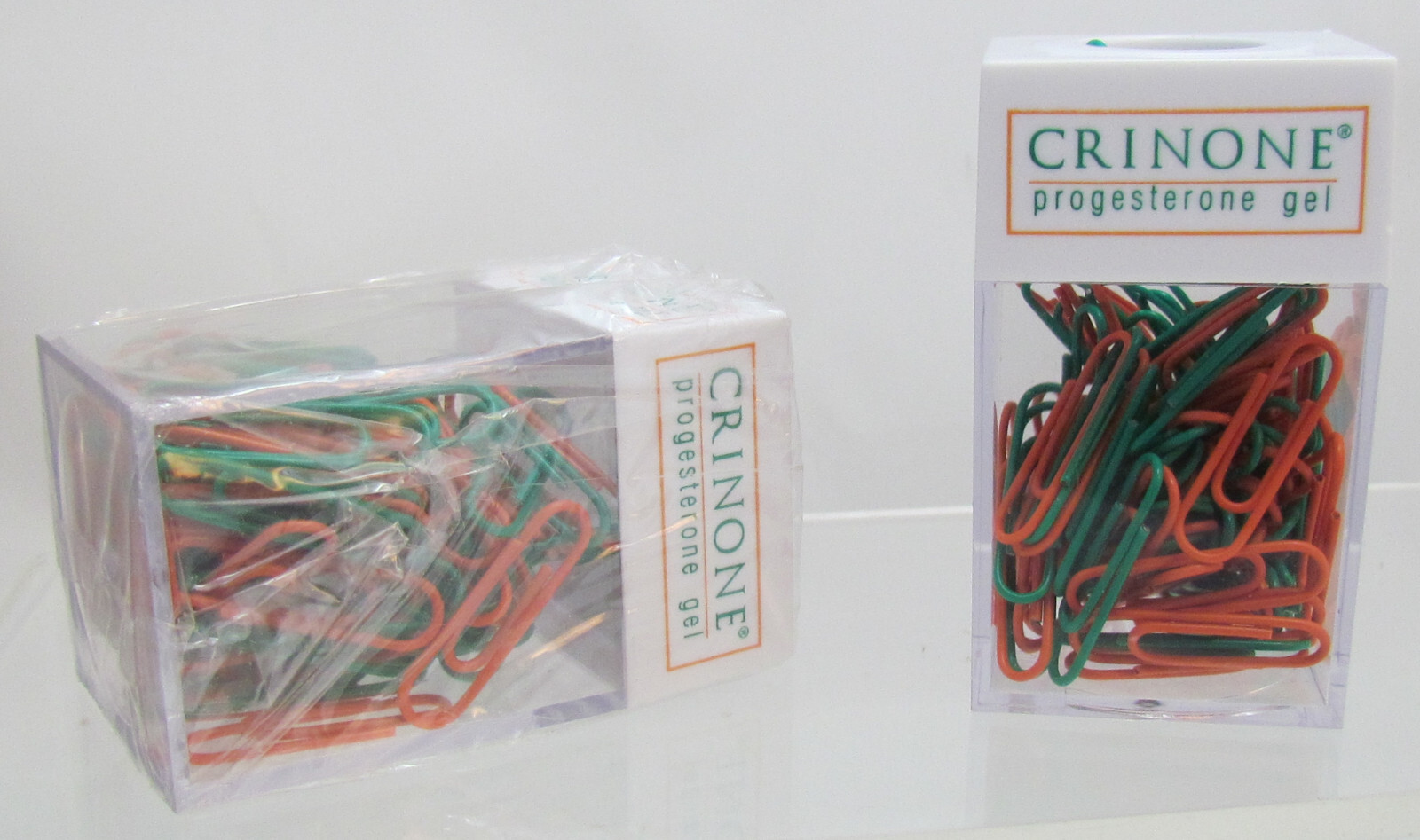 LOT 2 Pharmaceutical Drug Rep CRINONE Plastic Paper Clips Holder Magnetic PROMO