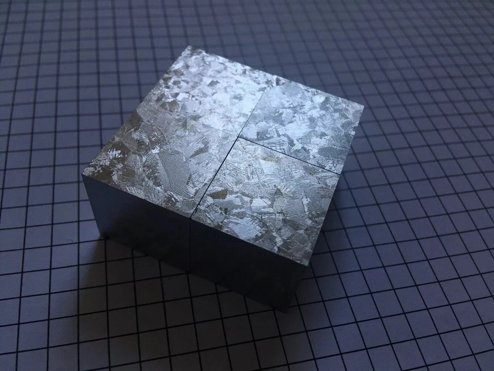 Titanium metal cube etched crystal structure periodic table element collection