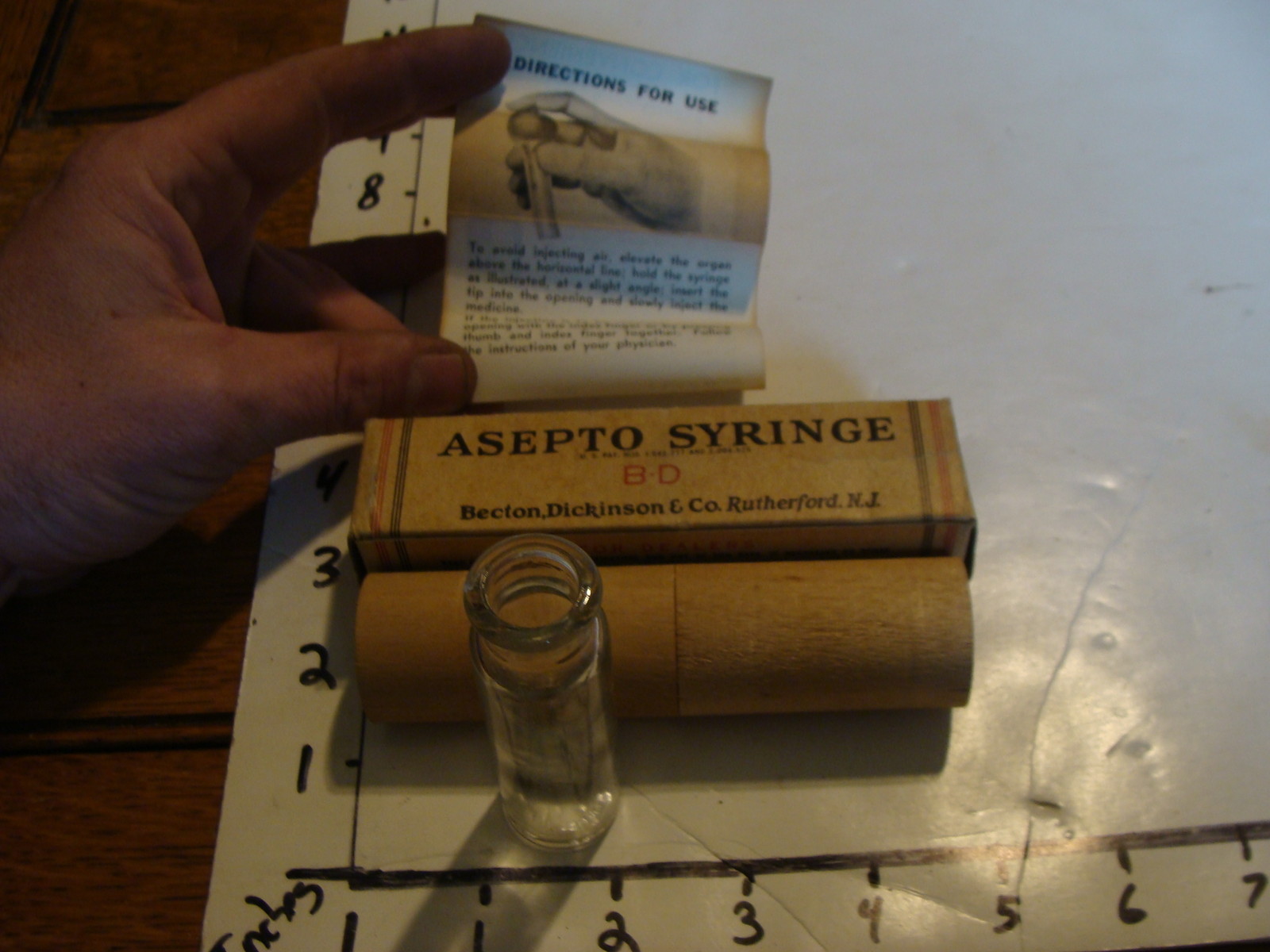 VINTAGE APOTHECARY ITEM: ASEPTO SYRINGE by Becton, Dickinson & Co, Rutherford NJ