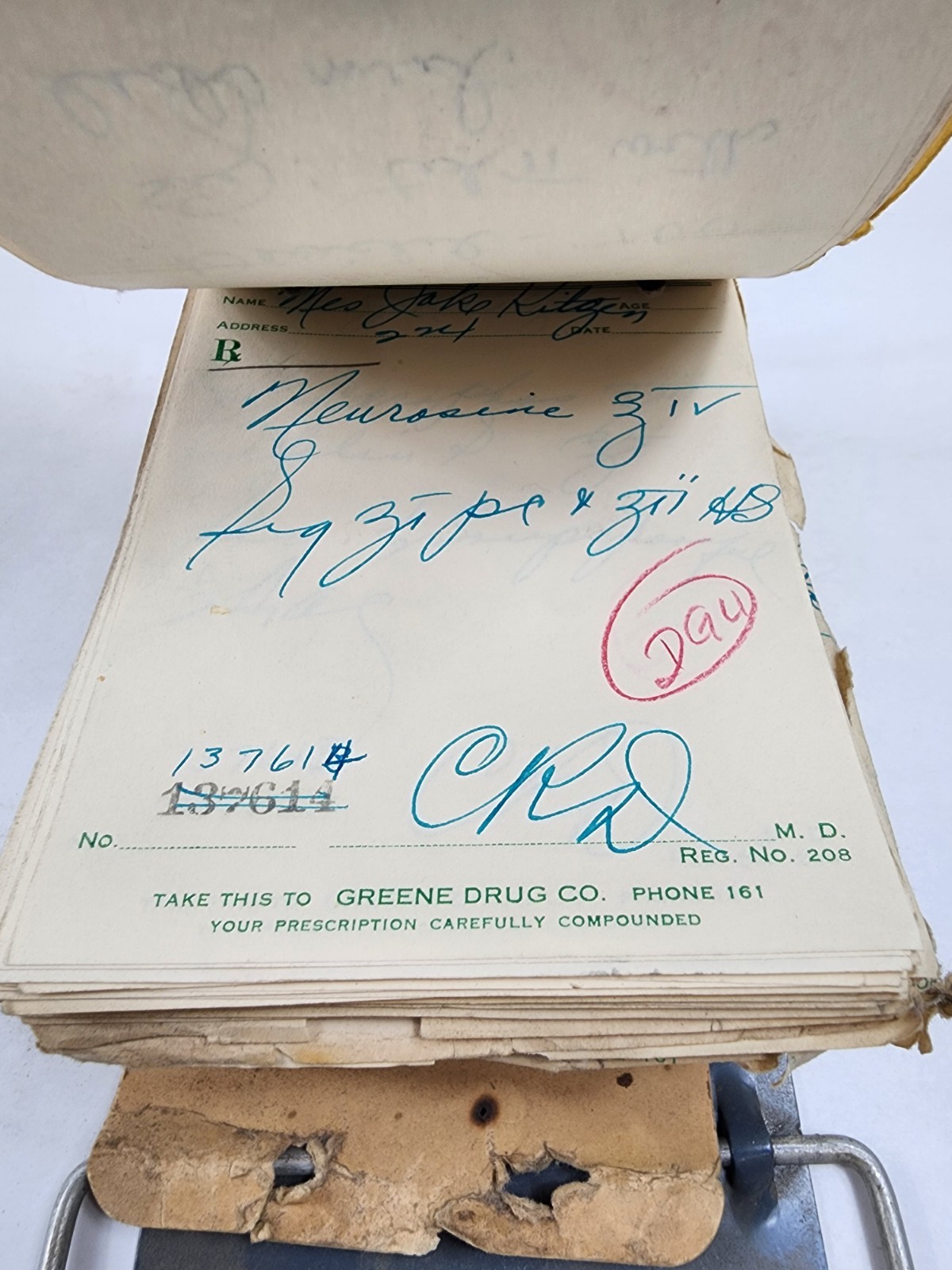 Prescription Atlas Rx Pad Paper Apothecary Druggist Pharmacy Medicine 1949