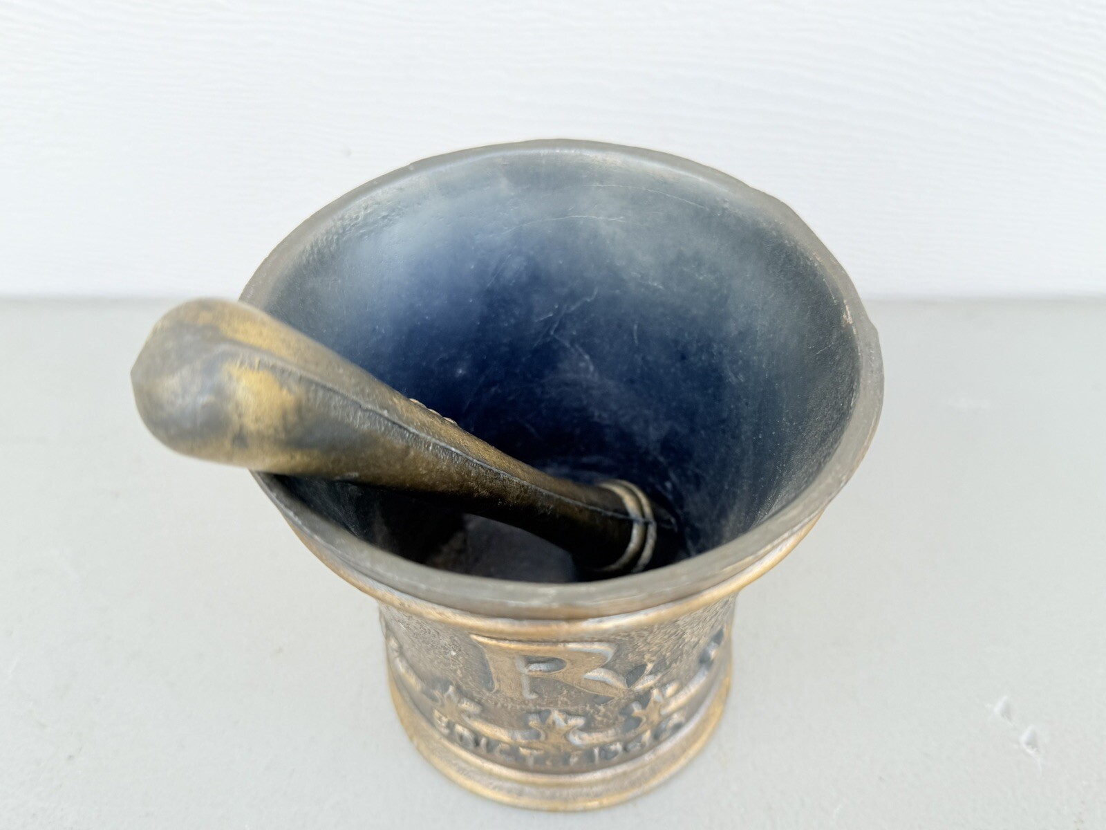 Mortar and Pestle, Metal Rx Pharmacy Apothecary Edict of 1240 Coricidin