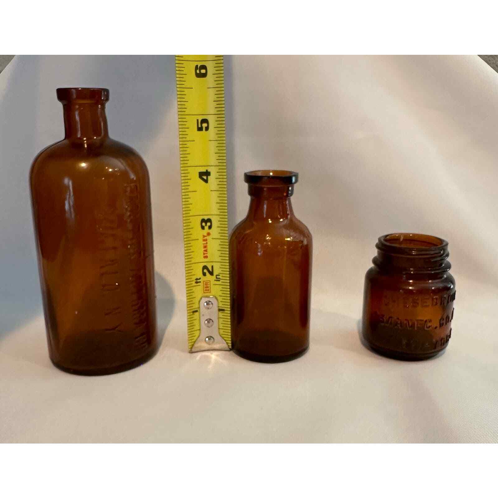 Vintage medicine bottles brown Frontier Asthma Co., Lysol, Chesebrough