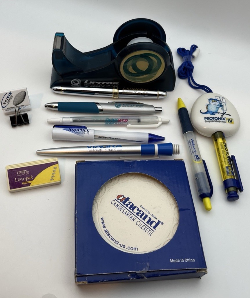 Lot of Pharmaceutical Drug Rep Marketing Office Supplies Collectibles Vintage
