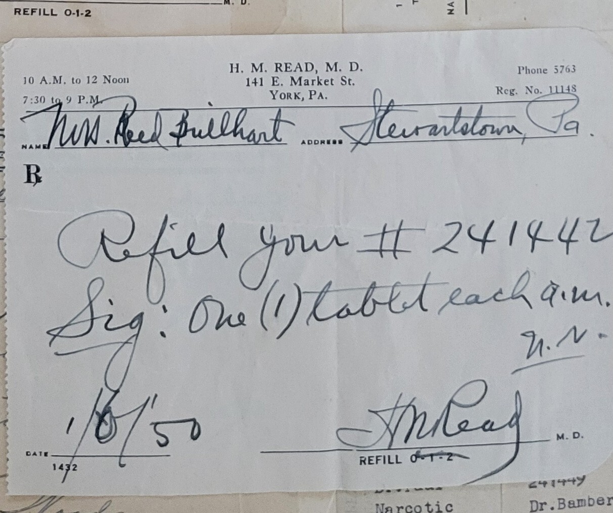 1946 2-sided Pharmacy Ledger Page – 20 vintage prescriptions – Sulfedex