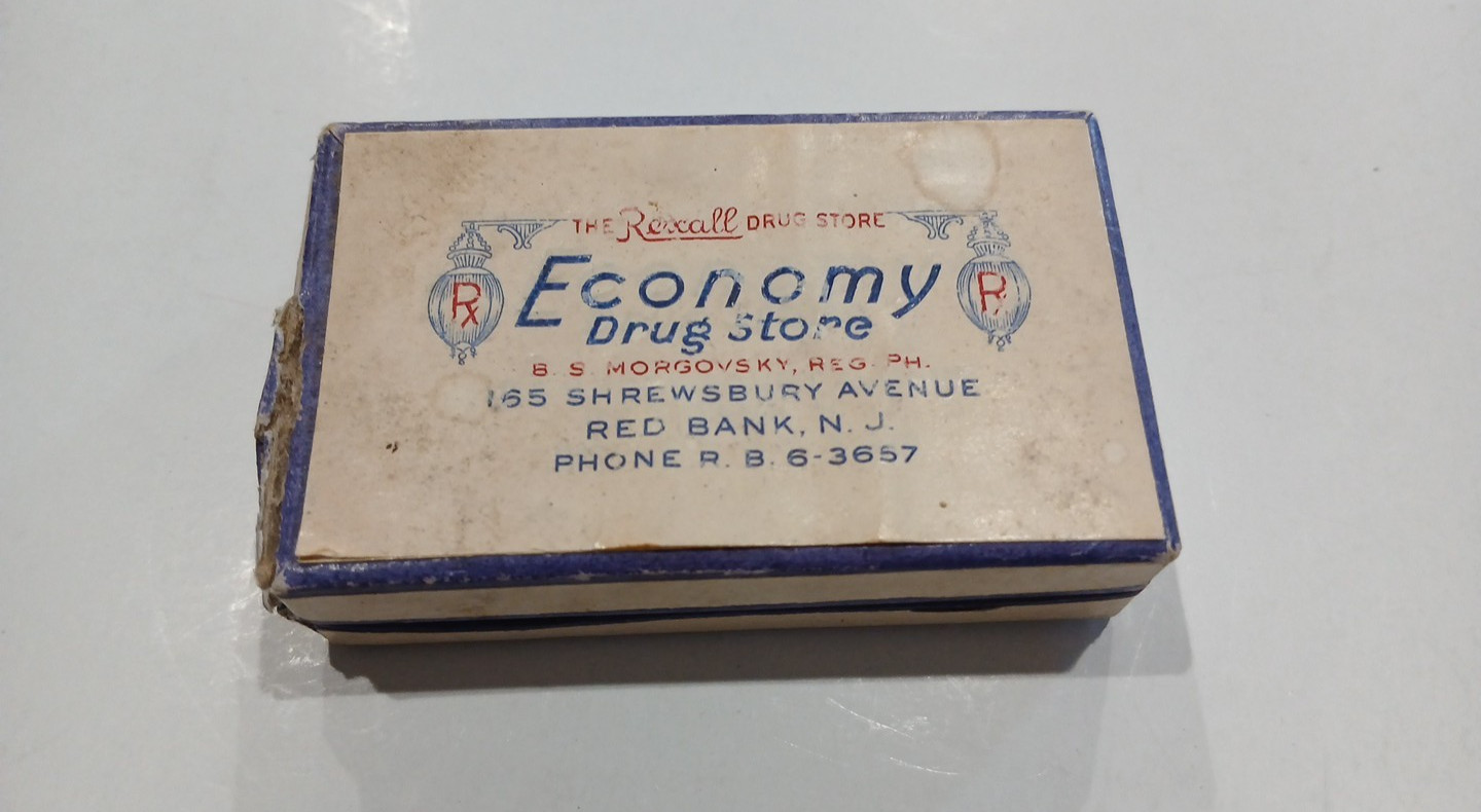 RARE Vintage Drug Store Prescription Medicine Box Rexall Economy Red Bank NJ