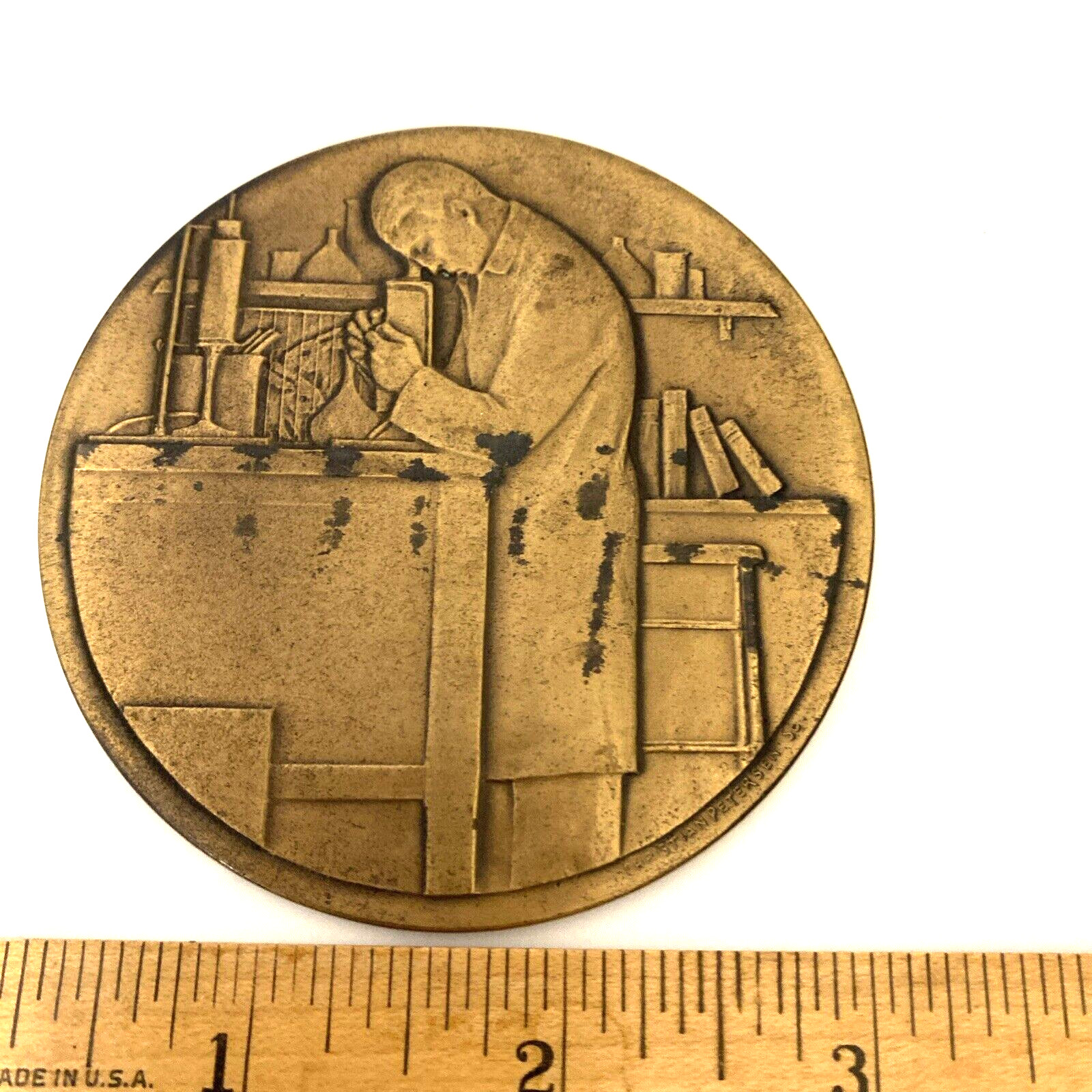 Vintage John J Abel/ Eli Lilly Award Bronze Paperweight (S1)