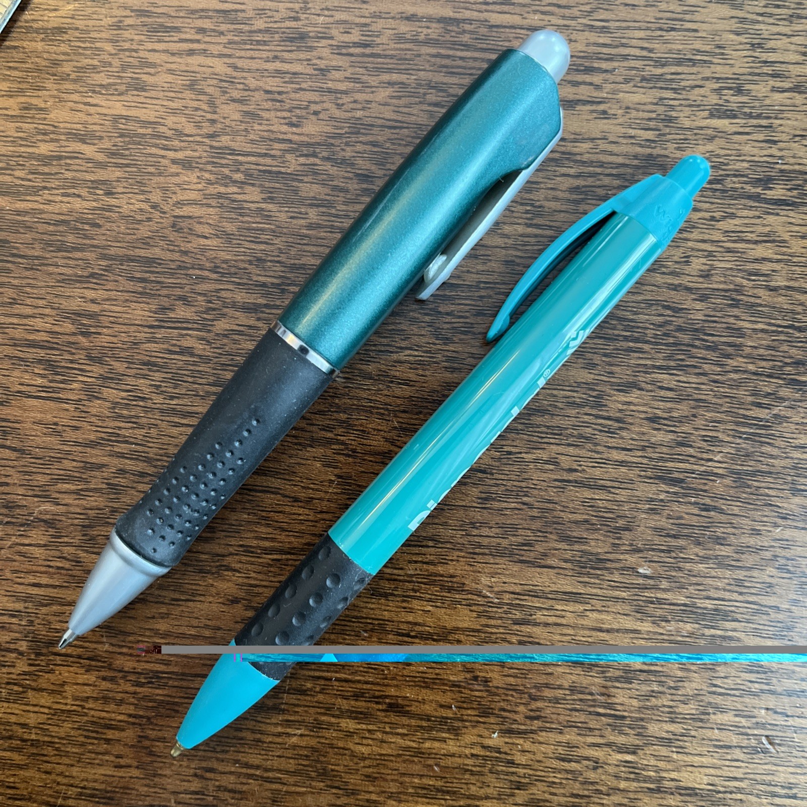 Lot of 2 Risperdal Medical Drug Rep Pharmaceutical Pens Working Teal Silver Bic