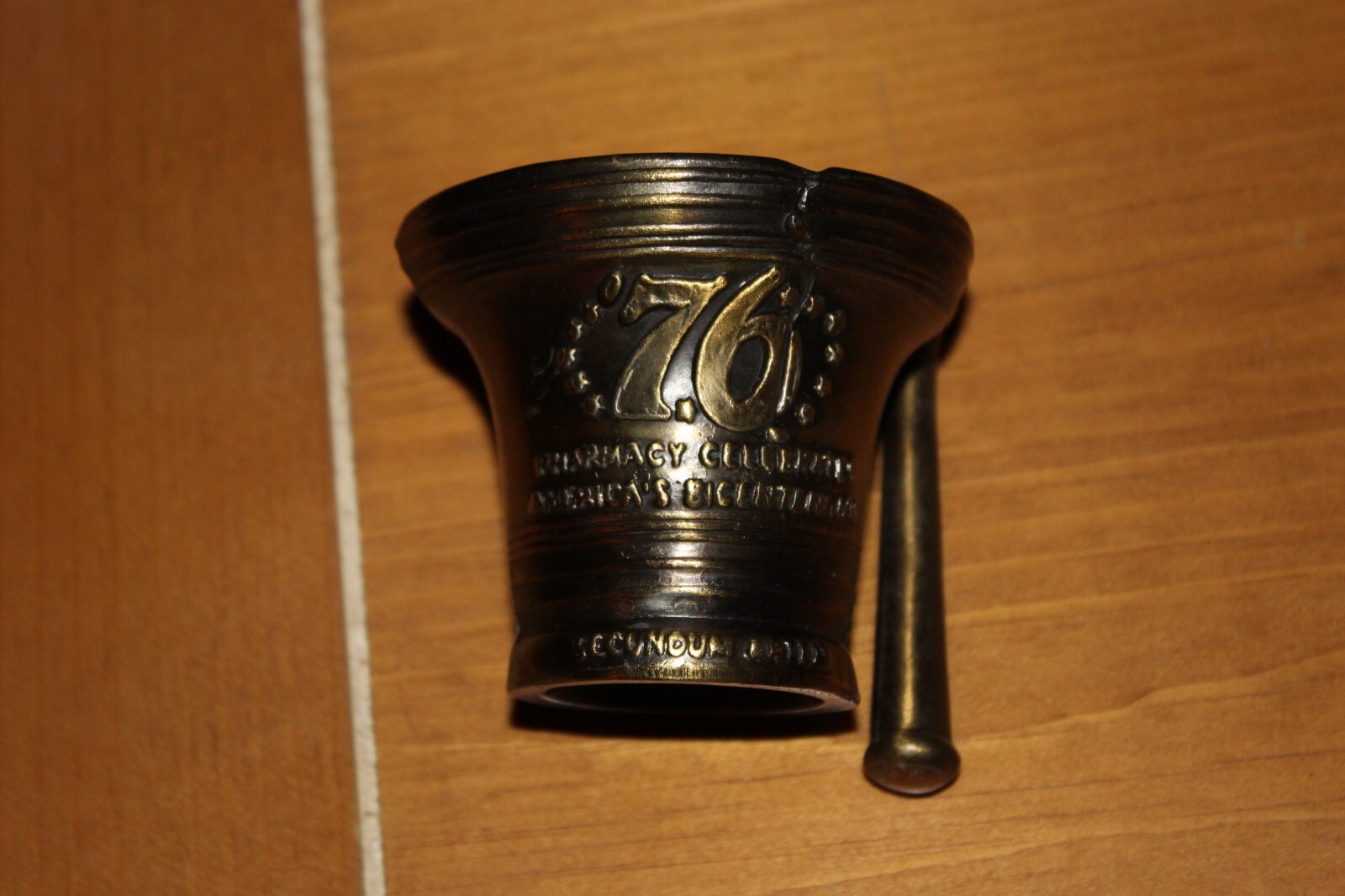 Vintage Bronze Brass Mortar & Pestle Pharmacy Celebrates Americas Bicentennial