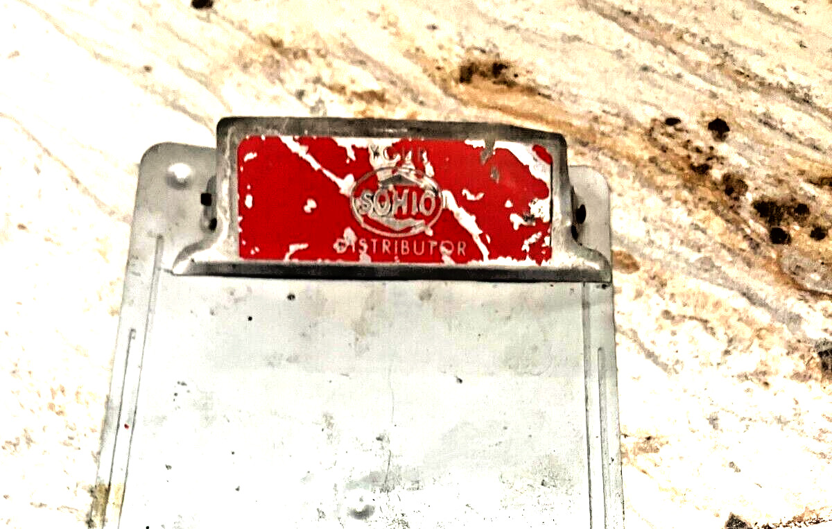 Small mini metal advertising clipboard Sohio distributor 7 1/4″