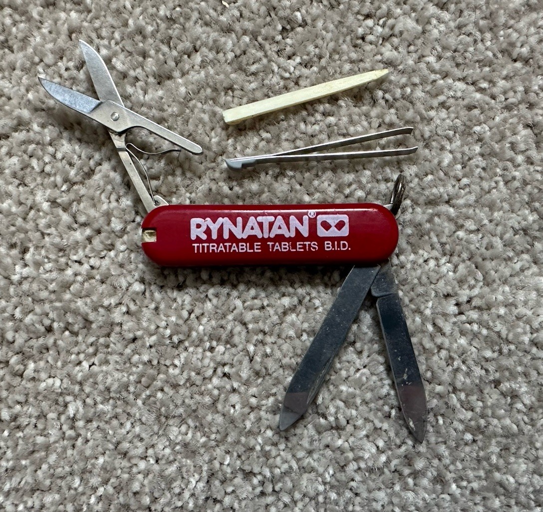 Vintage Rynatan Drug Rep Advertisement Small Swiss Army Knife Used