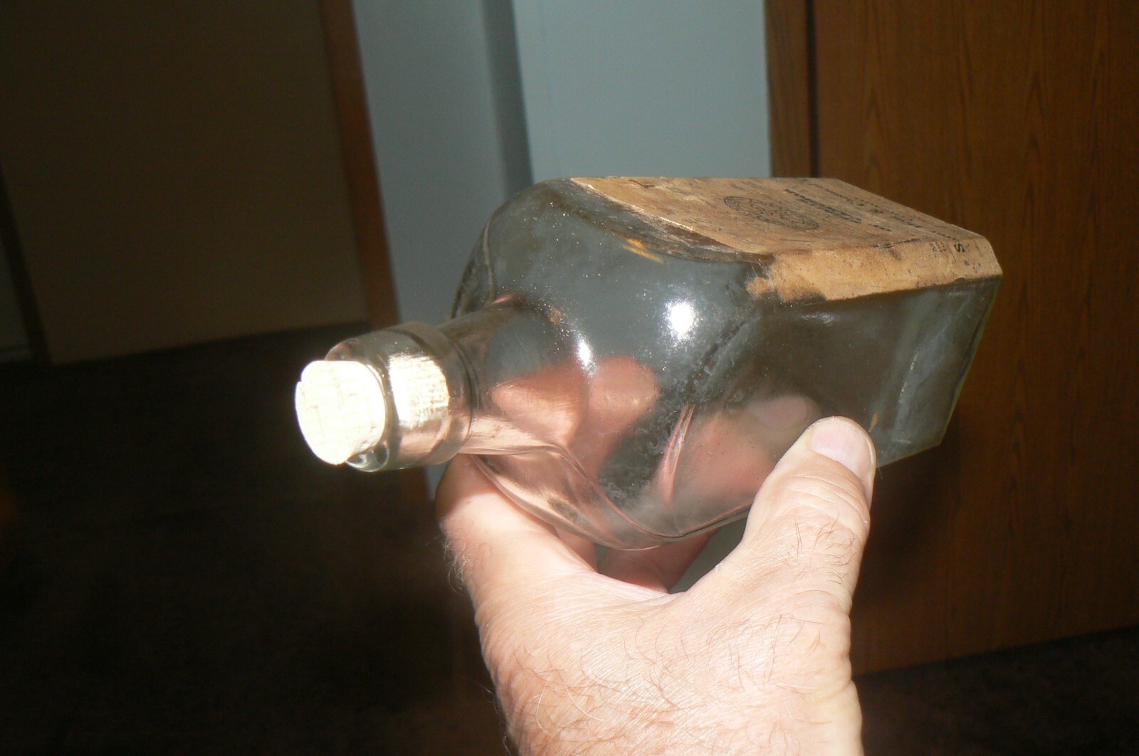 SUPER RARE 1890s SAVOY DRUGEIST LABELED CLEAR SQUAR CORK BOTTLE. CHICAGO. ILL.