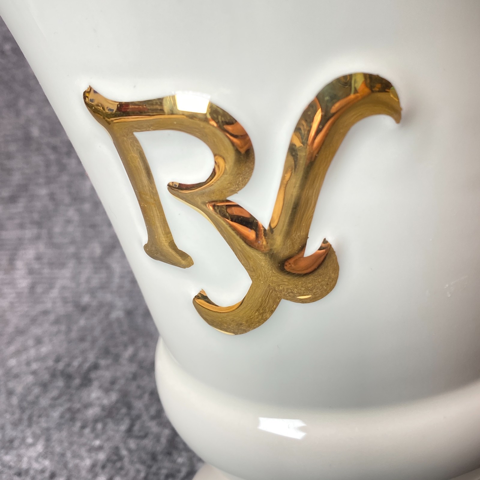 Owens Illinois RX Porcelain Pharmacy Mortar Pestle White Gold Apothecary Vtg