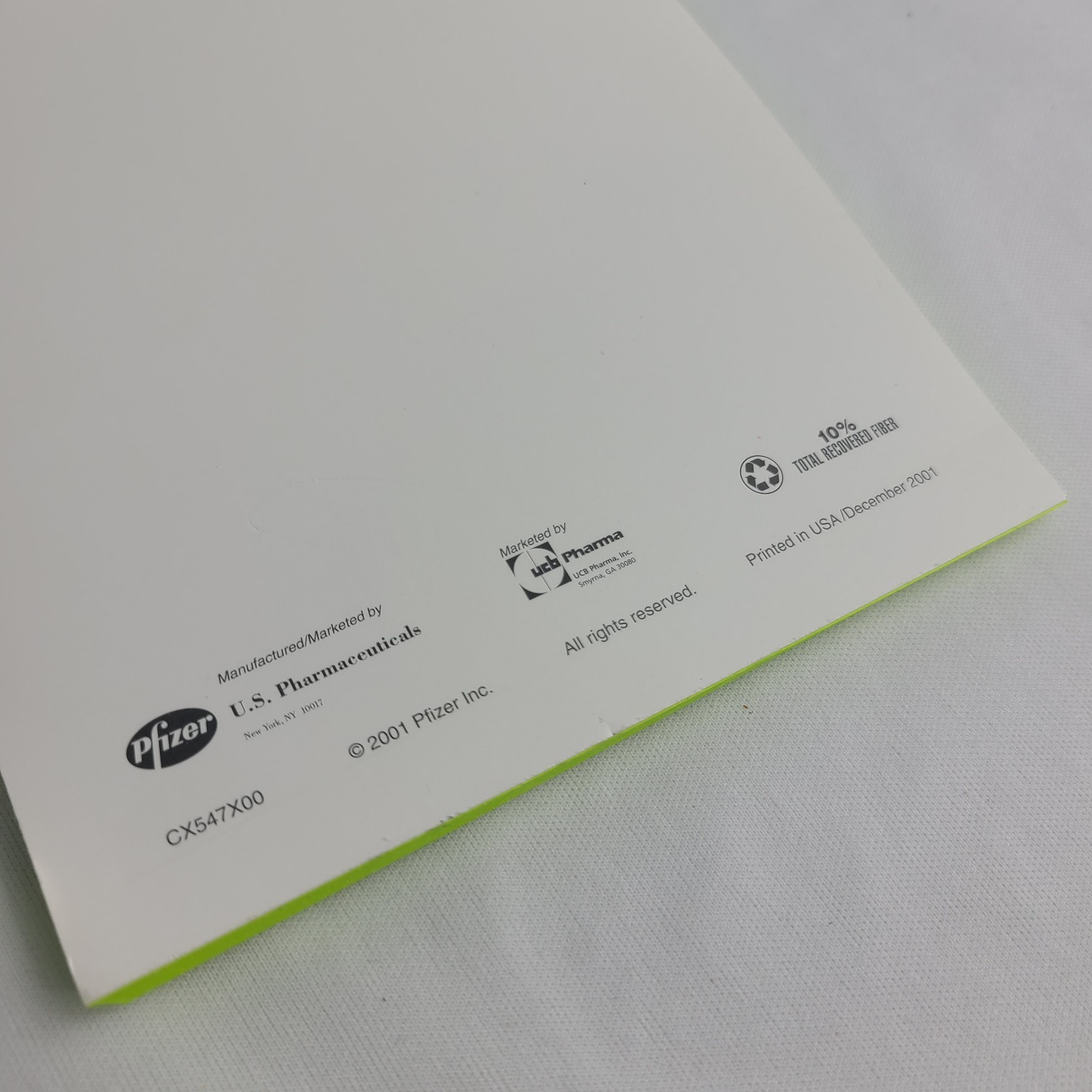 Vintage 2001 Zyrtec Notepad Neon Green Pharmaceutical Drug Rep Promo Pfizer