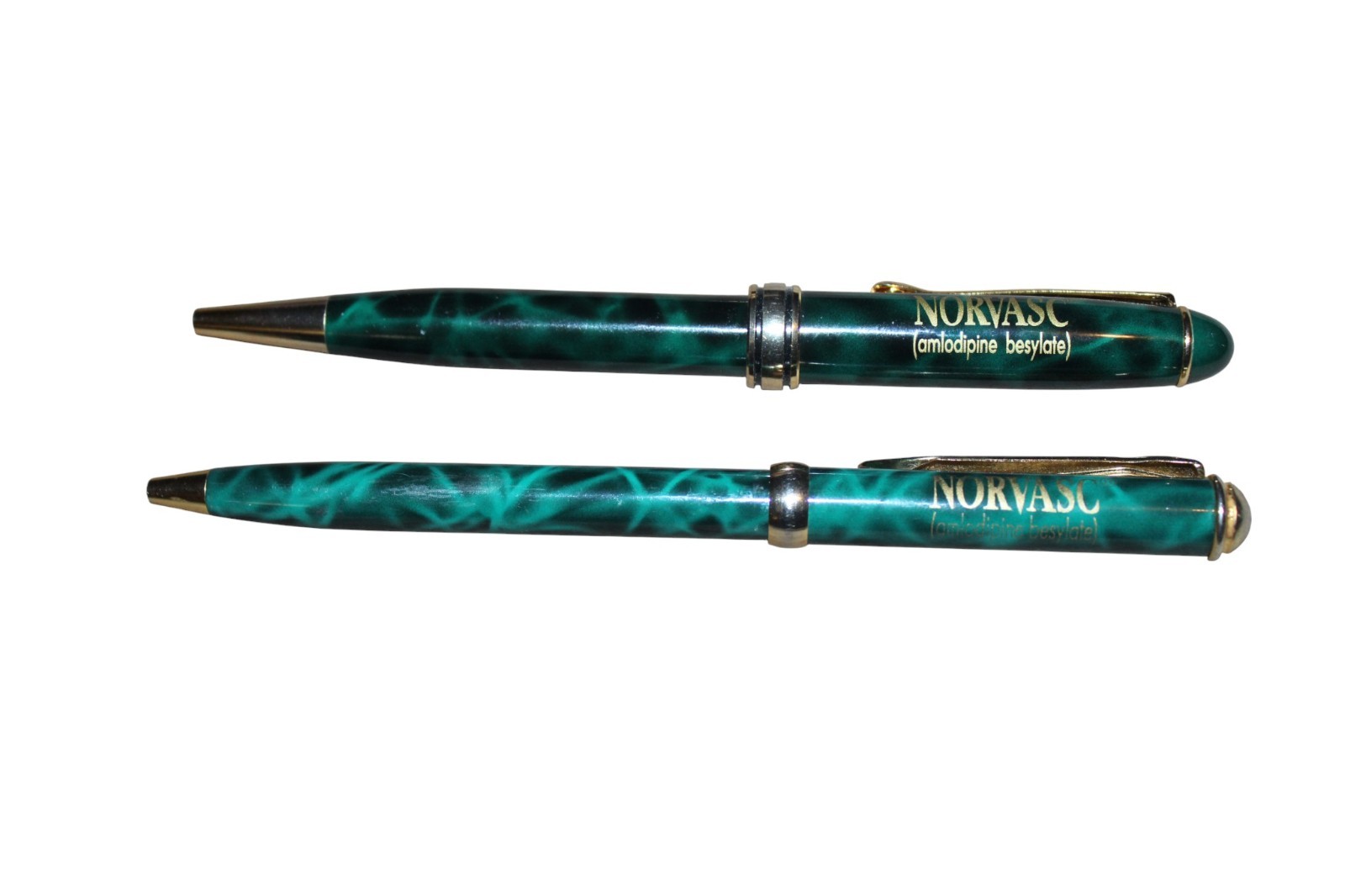 Pharmaceutical Advertising Pens Norvasc Amlodipine Besylate Metal Pen Lot Of 2