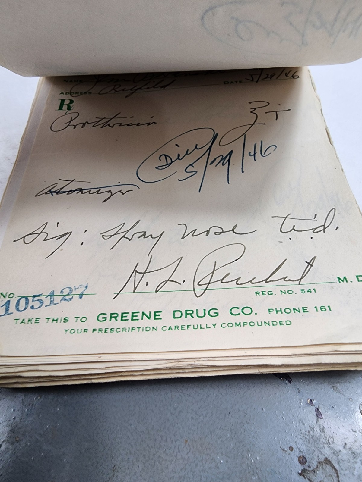 Prescription Atlas Rx Pad Paper Apothecary Druggist Pharmacy Medicine 1946