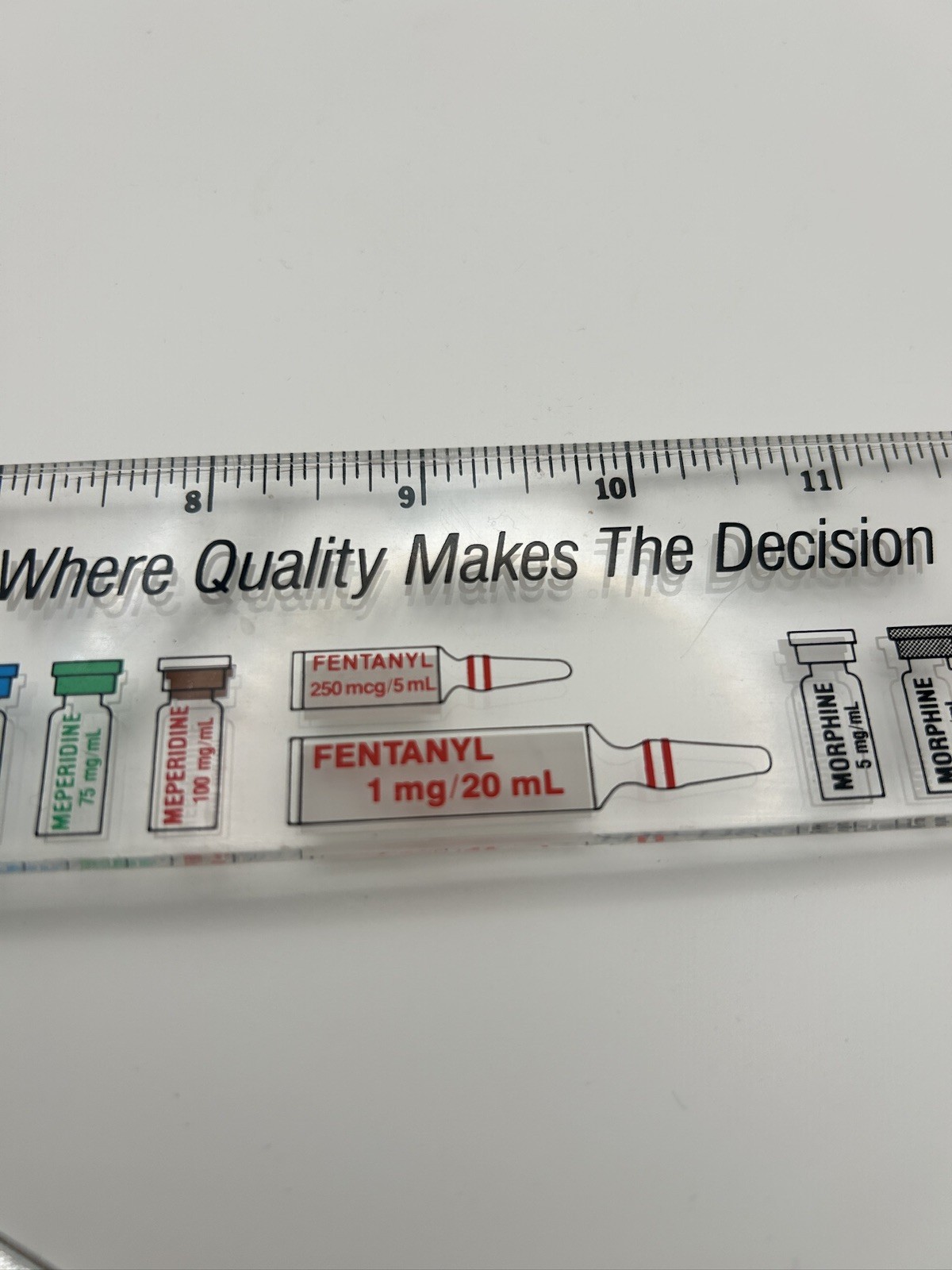 Vintage Pharmaceutical 1980s Morphine , Fentanyl Advertisement Ruler Acrylic 14″
