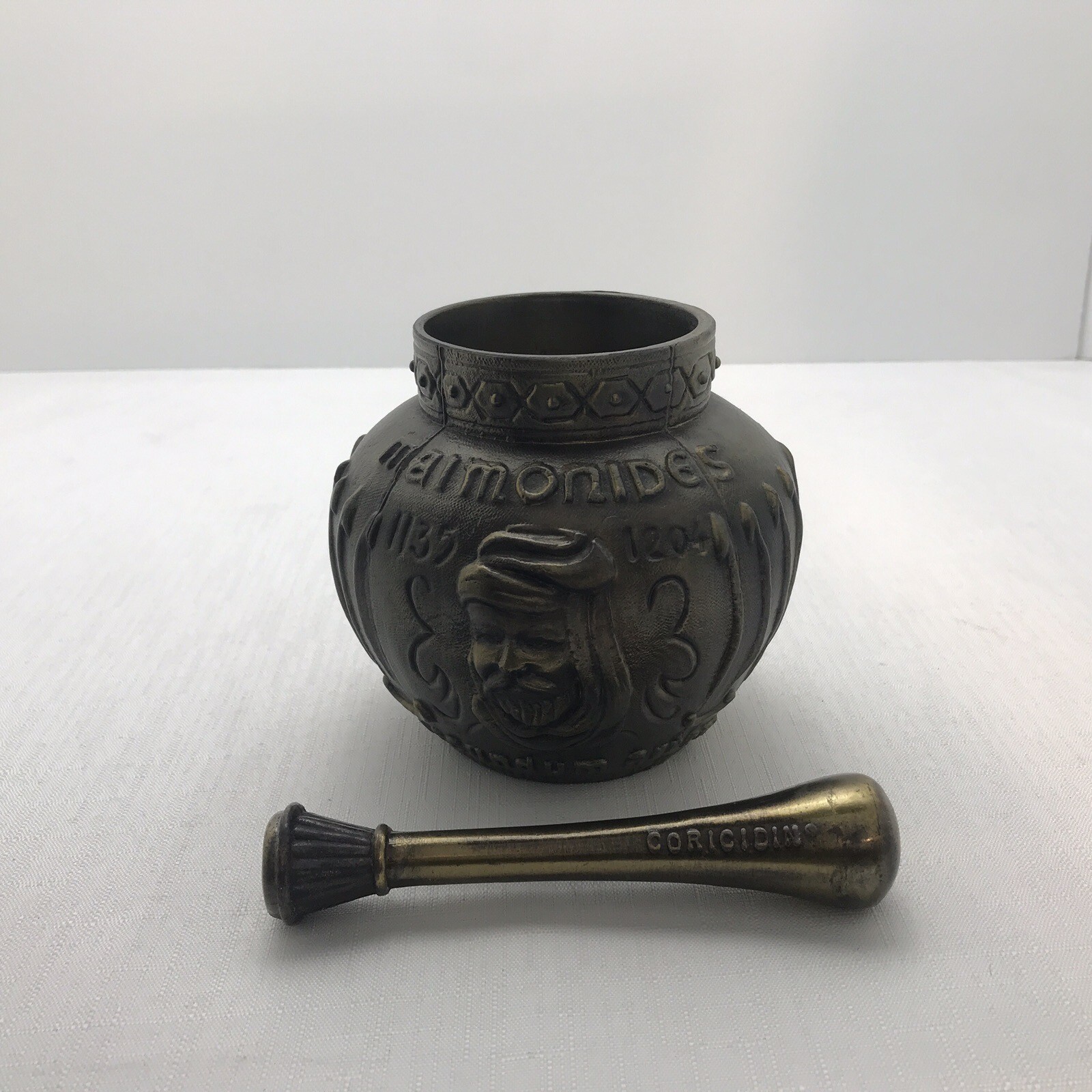 Maimonides 1135-1204 Secundum Artem Brass Rx Mortar & Pestle Coricidin