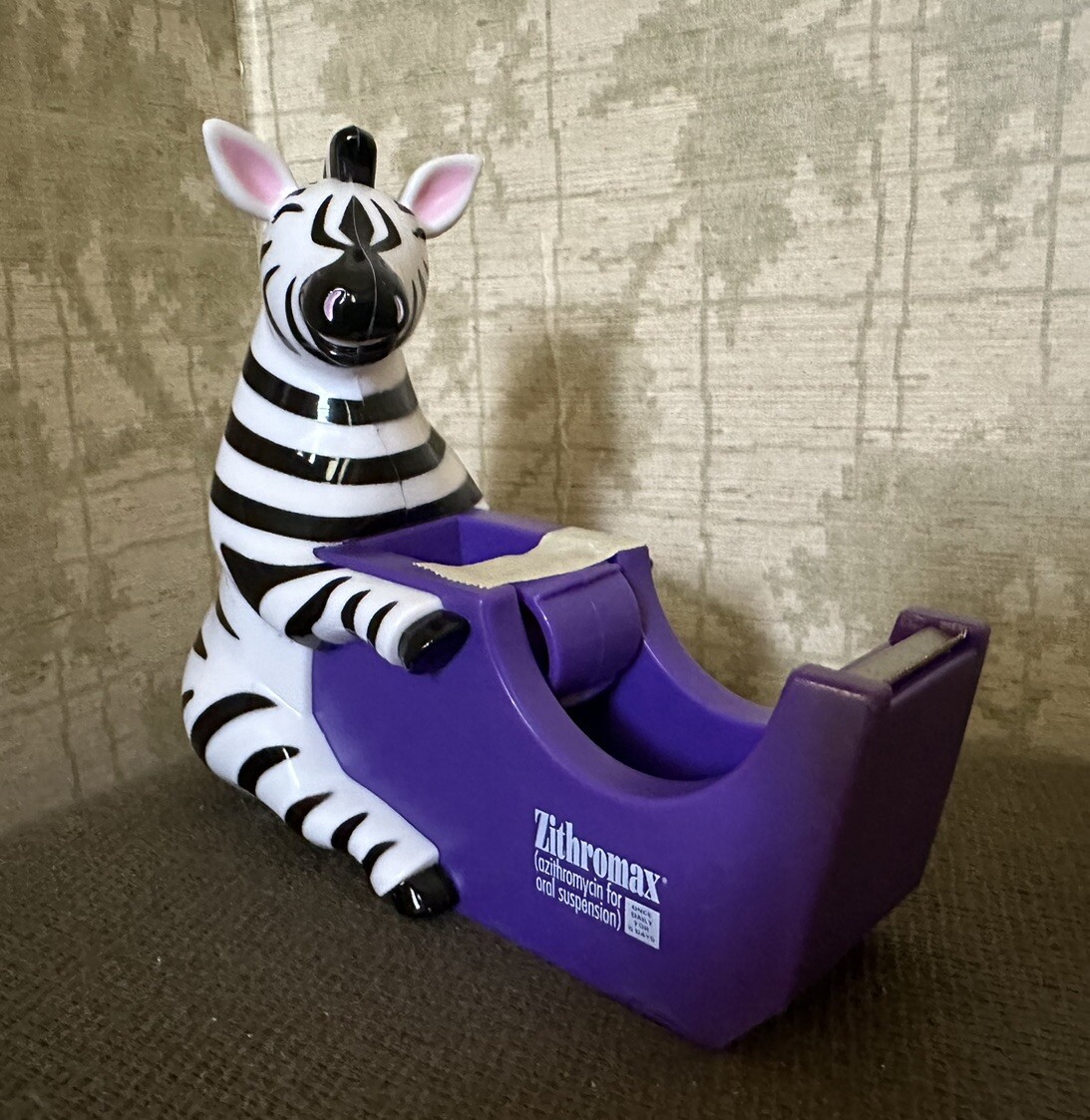 Vintage Pharmaceutical Drug Rep Zithroma Zebra Tape Dispenser Advertisement New