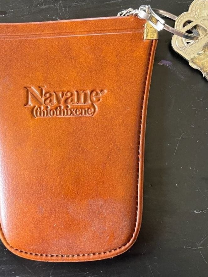 Vintage Navane Pharma Key Pouch, Tan Leather-Look Pharmaceutical Collectible