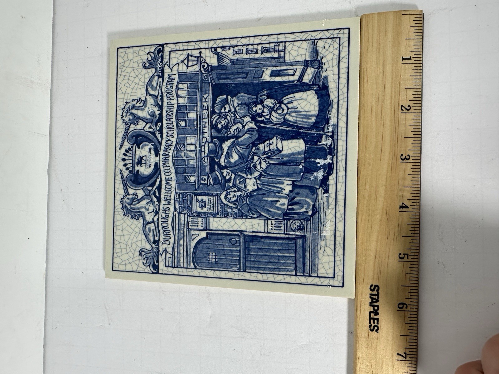Vintage Blue Delft Tile Uroscopy Pharmacy Scholarship Program Apothecary 9 READ