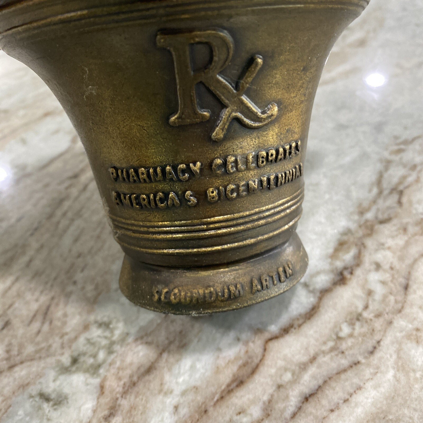 Vintage Pharmacy Mortar & Pestle Bicentennial 1976 Celebration Liberty Bell