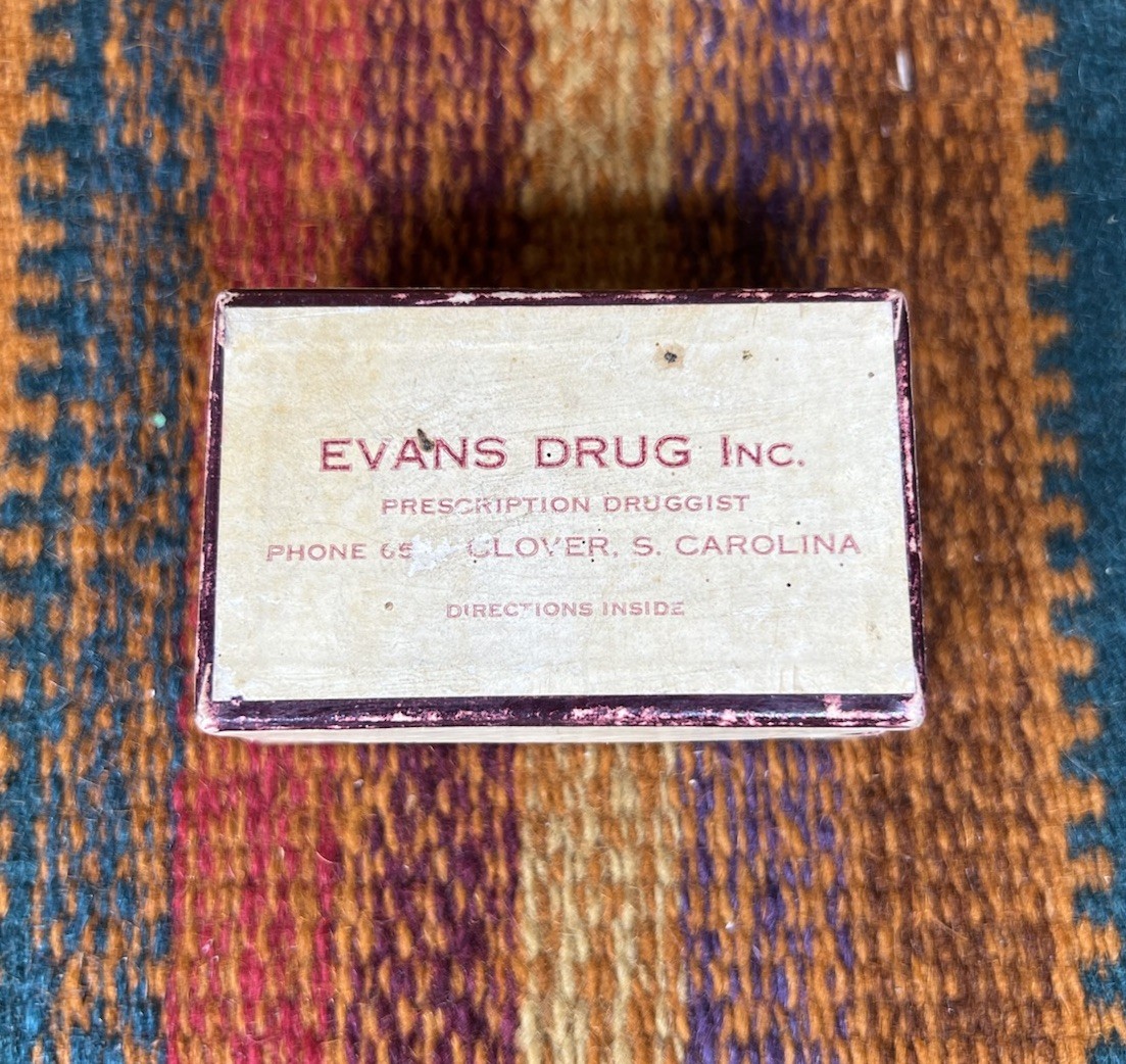 Vintage Clover South Carolina Evan’s Drug Inc. Pharmacy Pill Medicine Box