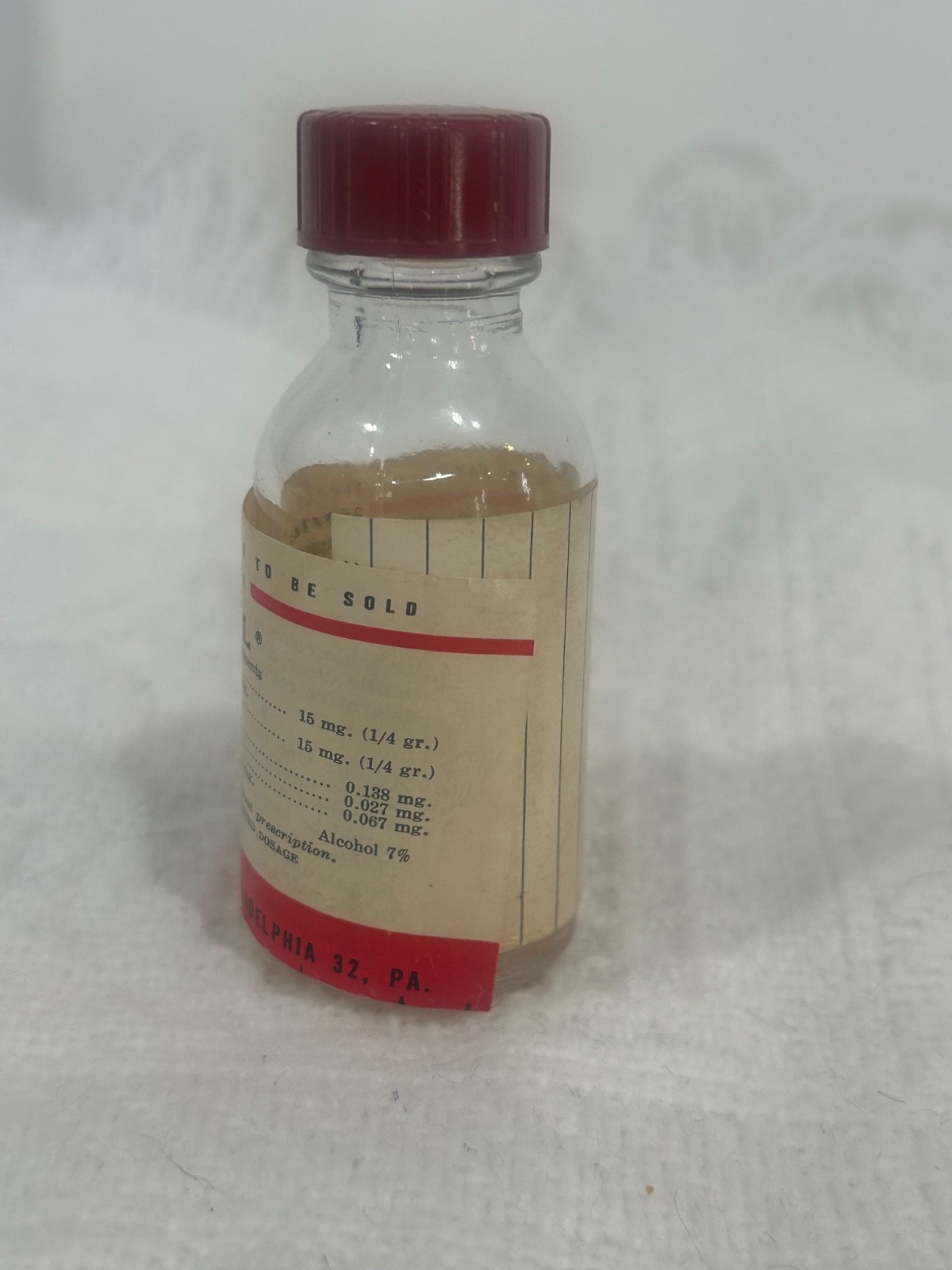 McNeil Butibel Elixir EMPTY VTG Butabarbital Medicine Sample Bottle RARE Pharma