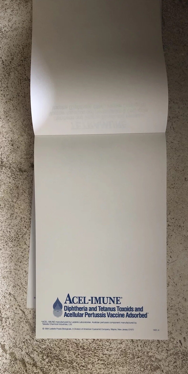 Pharmaceutical Notepad Drug Rep Vaccines Tetramune Acel-Imune HibTITER 1994 Vtg