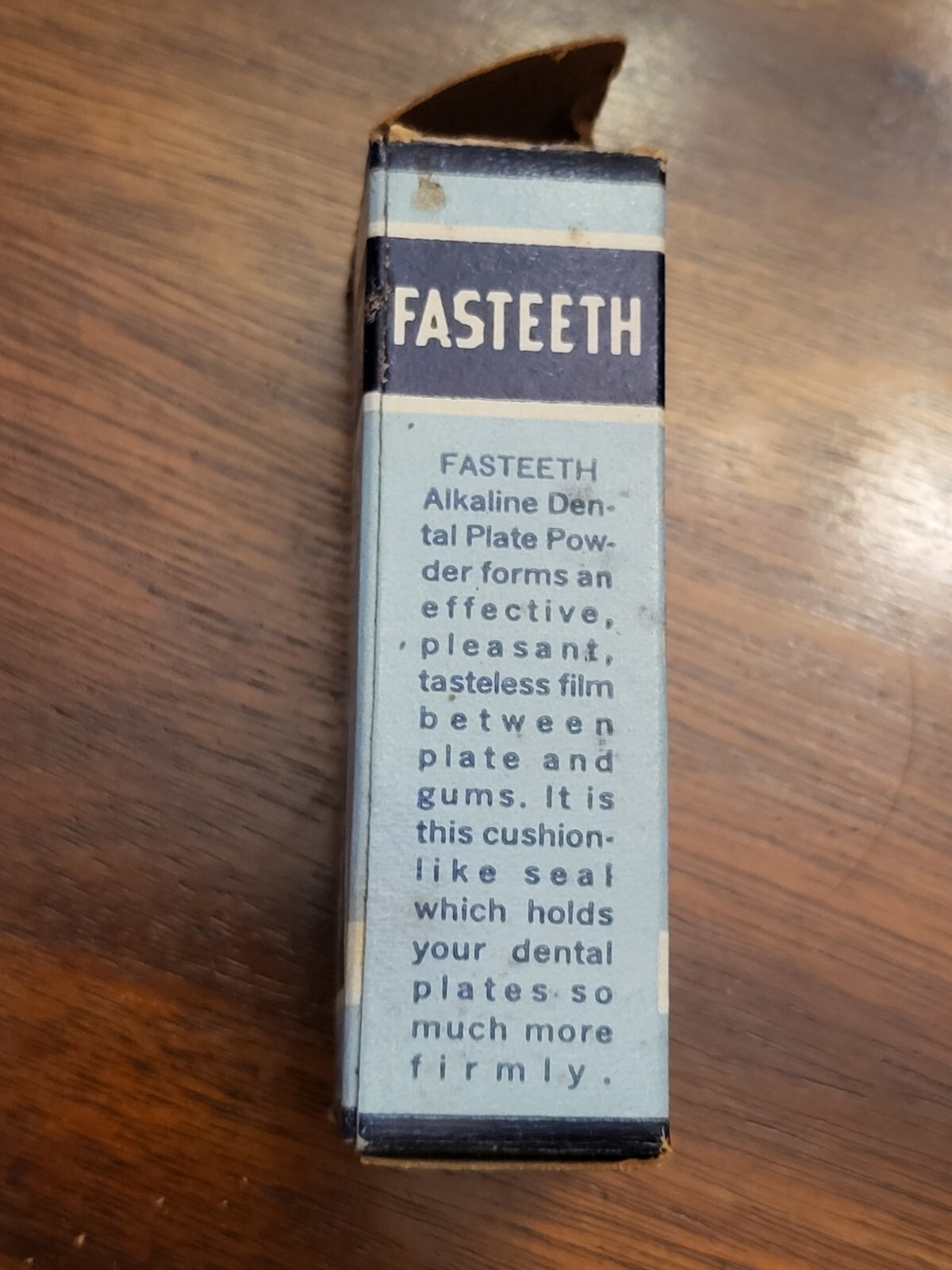 Vintage Fasteeth Denture Adhesive Powder Dentist’s Trial Sample Box Instructions