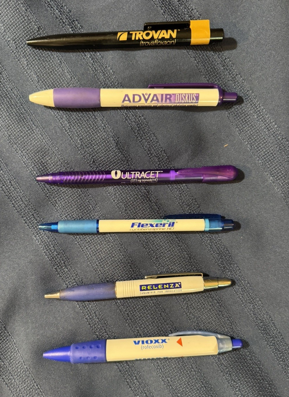 PHARMACEUTICAL PROMO 6 PENS: Lot Trovan Vioxx Advair Relenza Flexeril Ultracet