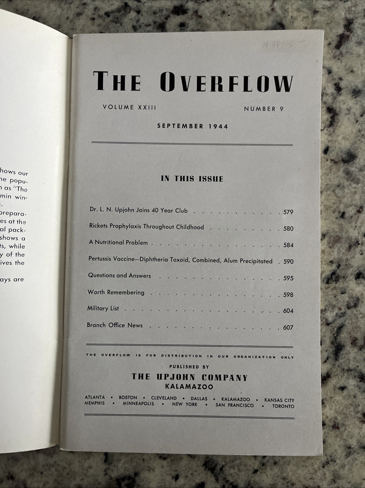 Vintage 1944 WWII Upjohn Pharmaceuticals Employee Magazine Vitamin Store Display