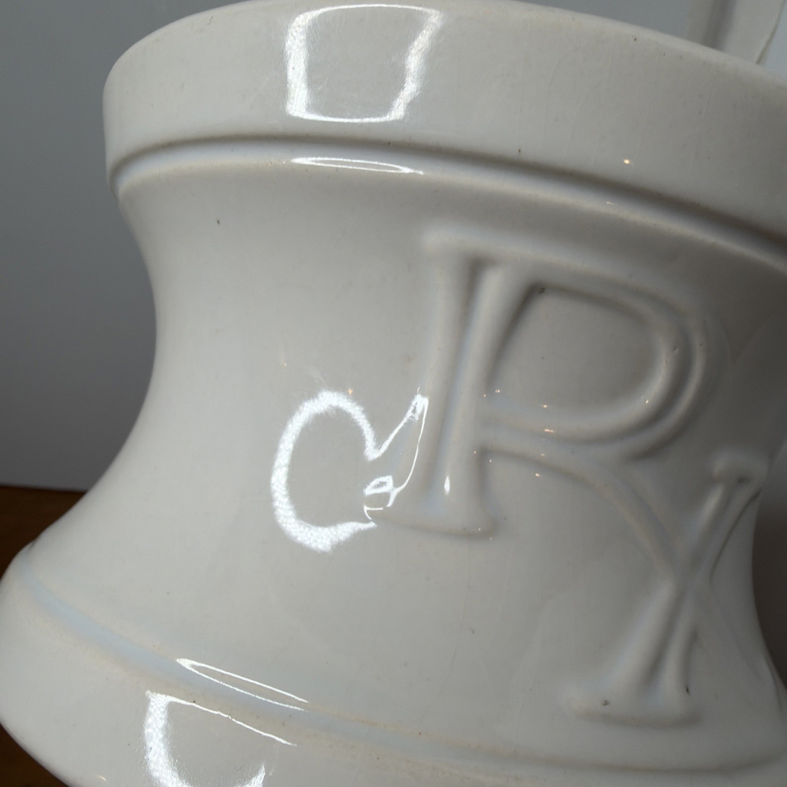 VINTAGE RX Pharmacy DISPLAY Large Mortar and Pestle White