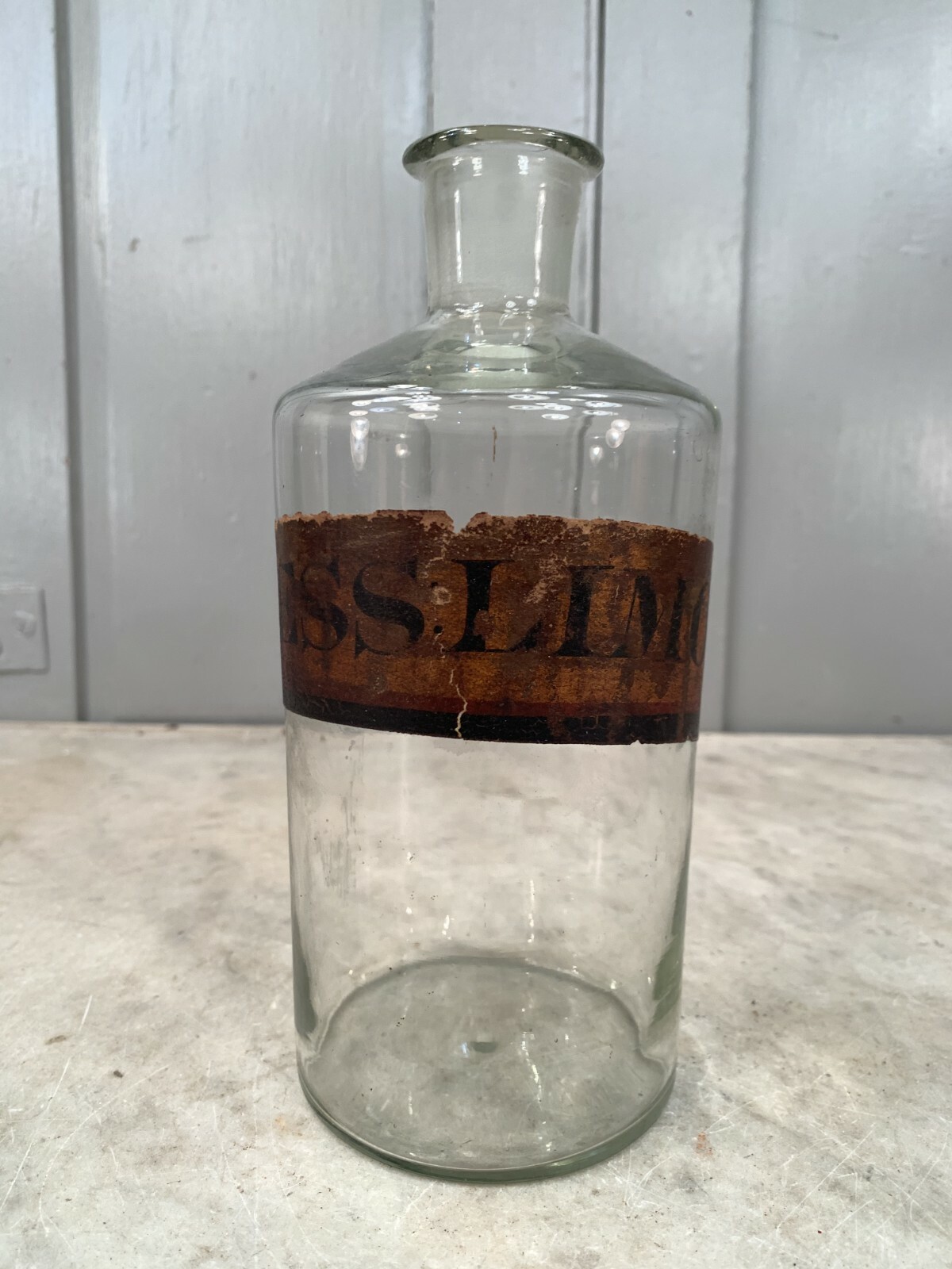 Antique scientific pharmacists jar with original label but no stopper