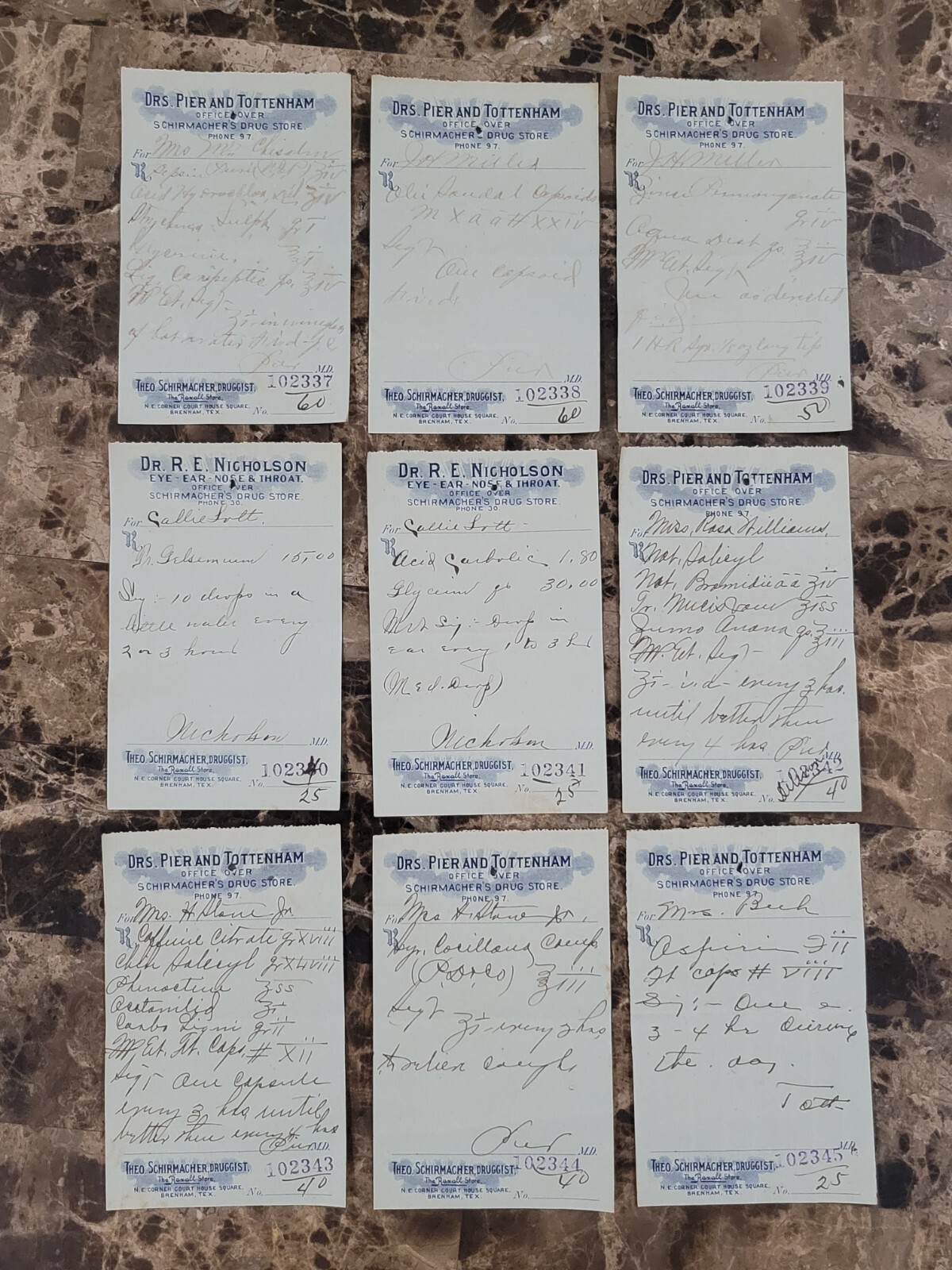 100 antique prescriptions (1912): Opium, Poppy, Dionin, Codeine & Anodyne