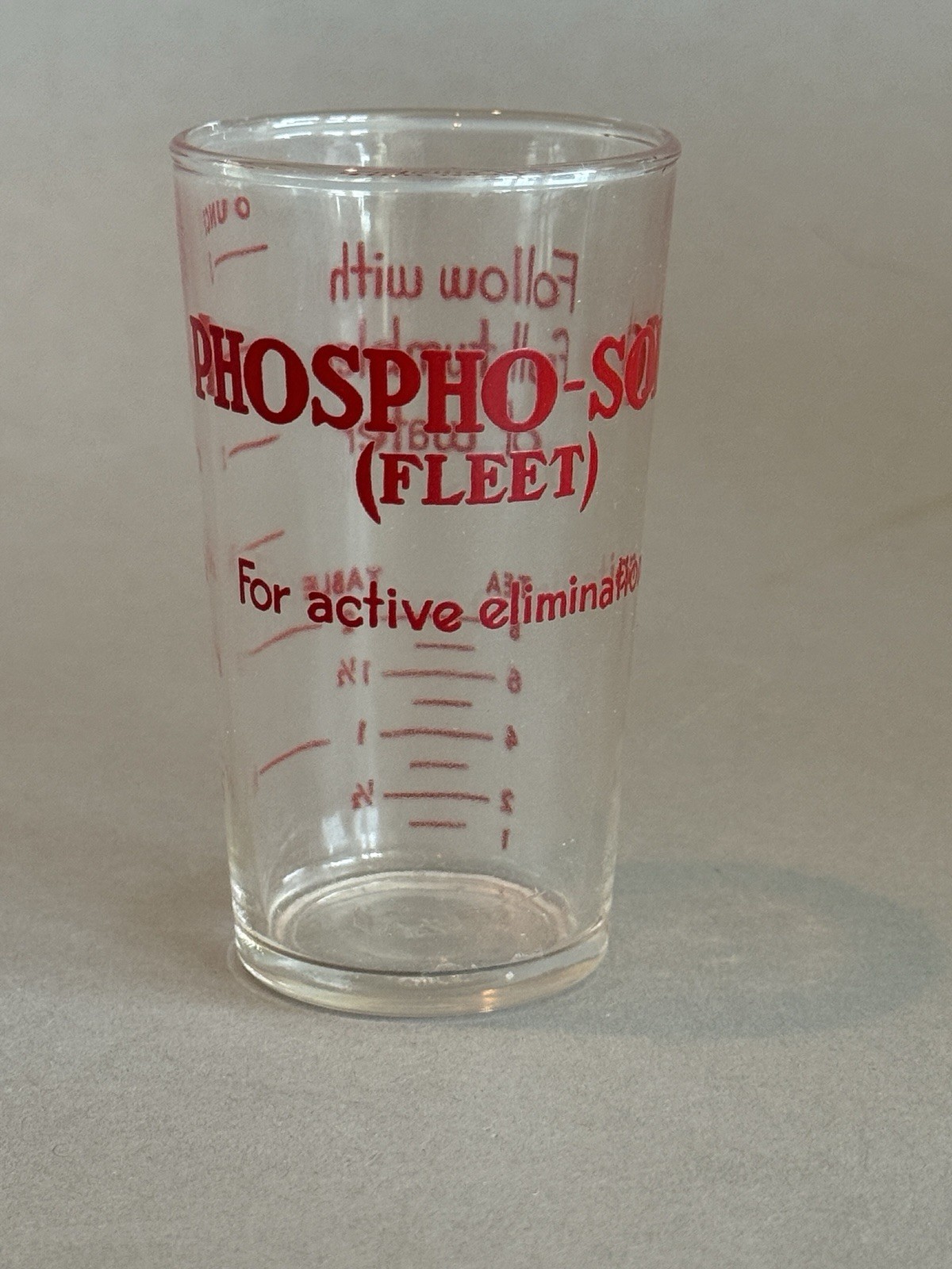 Vintage Medical Glass Phospho-Soda (Fleet) Shot Glass Measuring Cup