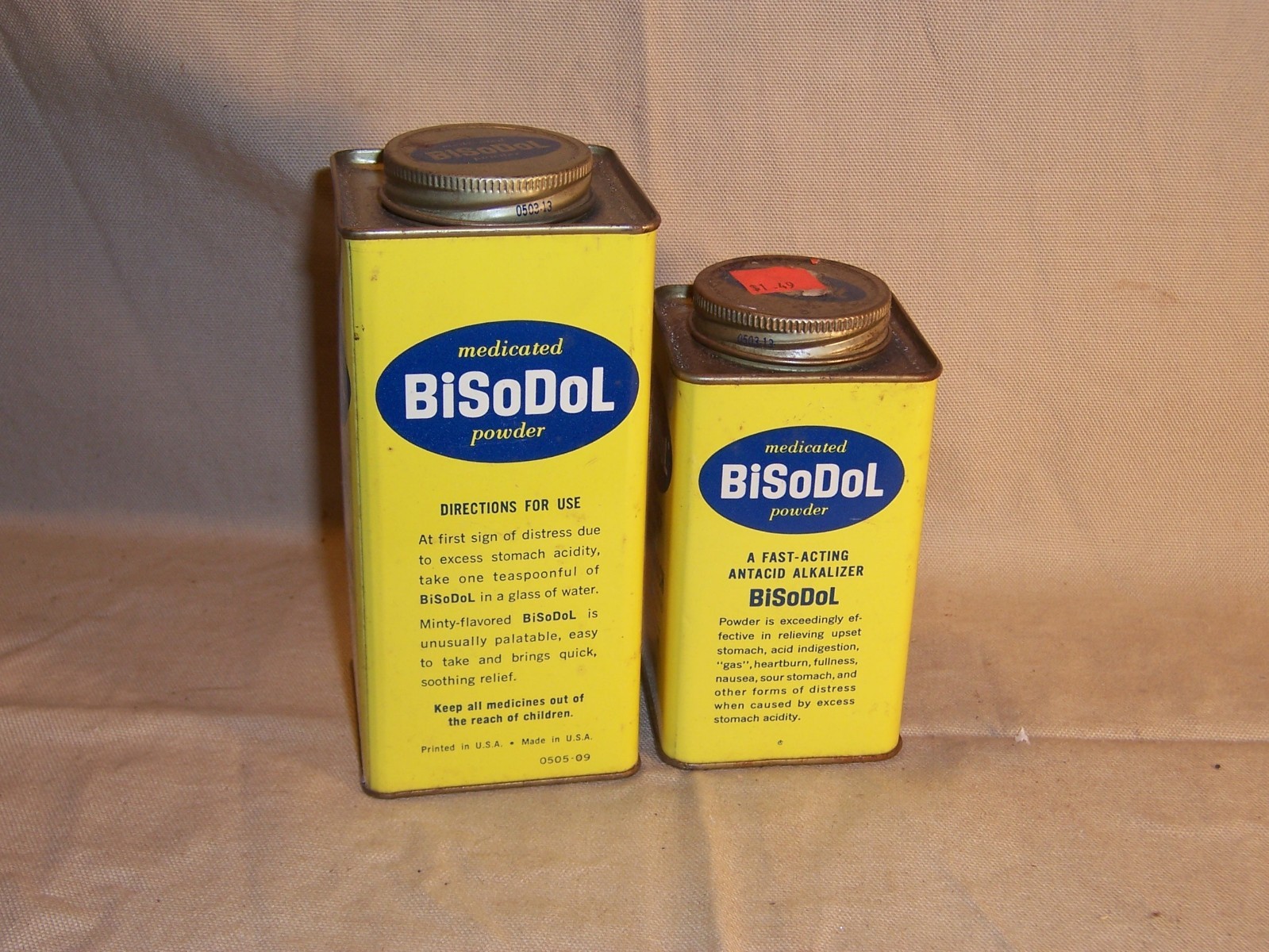 Vintage Advertising Medicine Tin Box BiSoDol New York Original Tin Display Decor