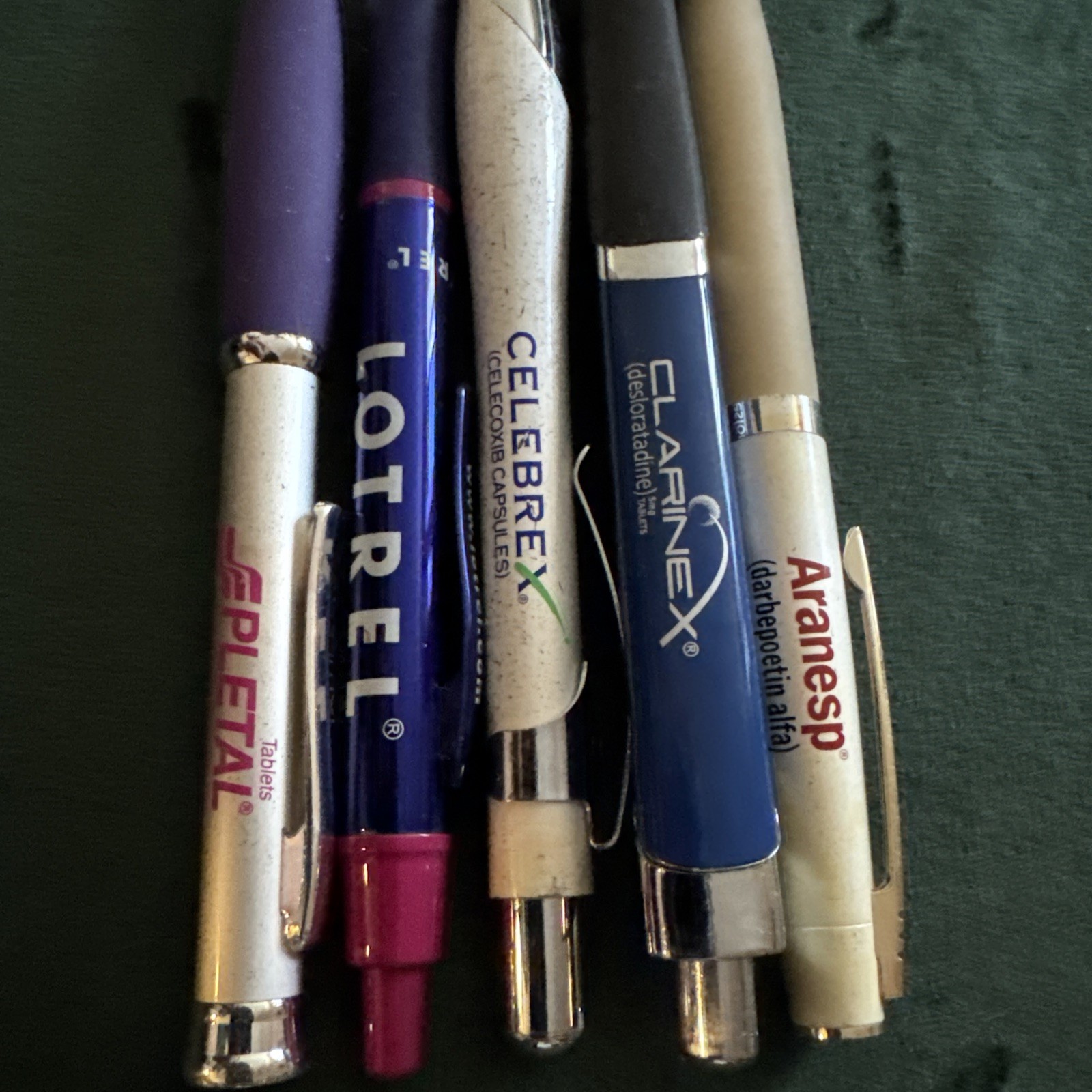 B33 vintage pharmaceutical drug rep pens Lot of 5 METAL