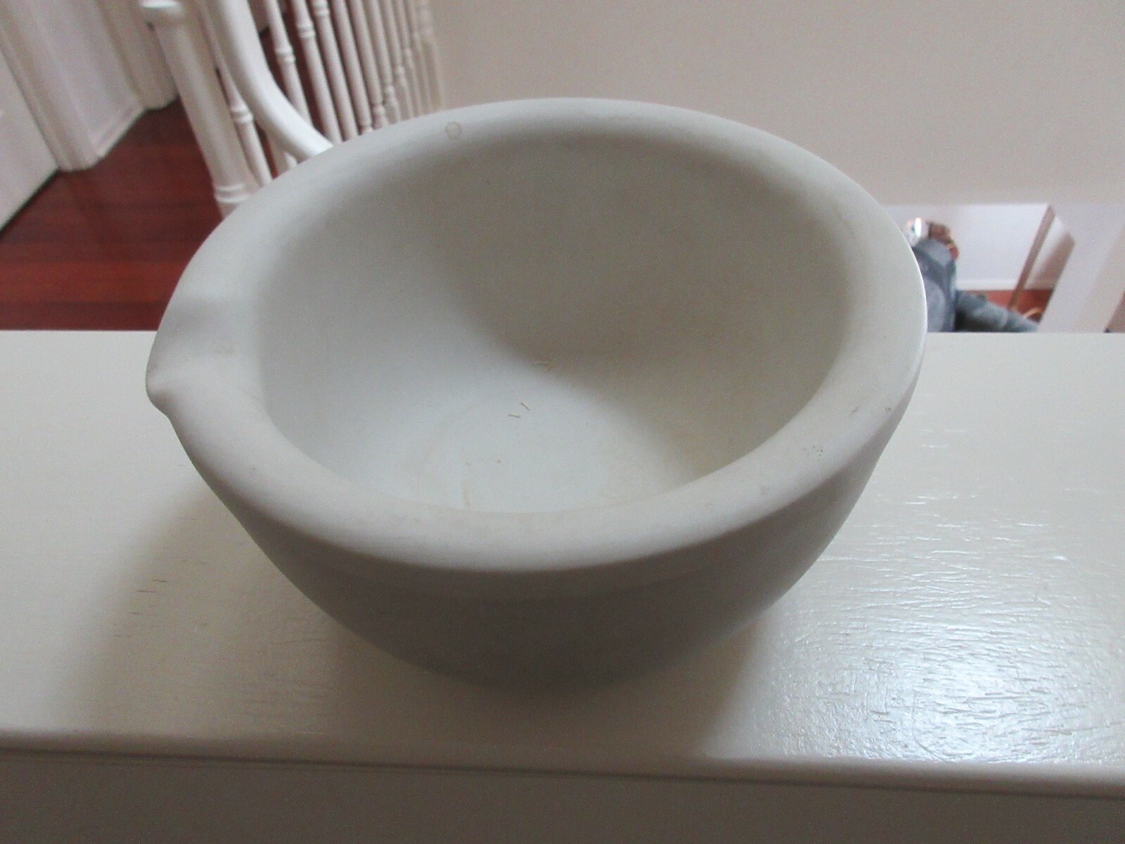Rx, Pharmacy , Mortar , ANTIQUE , STONE/PORCELAIN , 5 Lbs , 7″ Diameter ,4″ Ht.