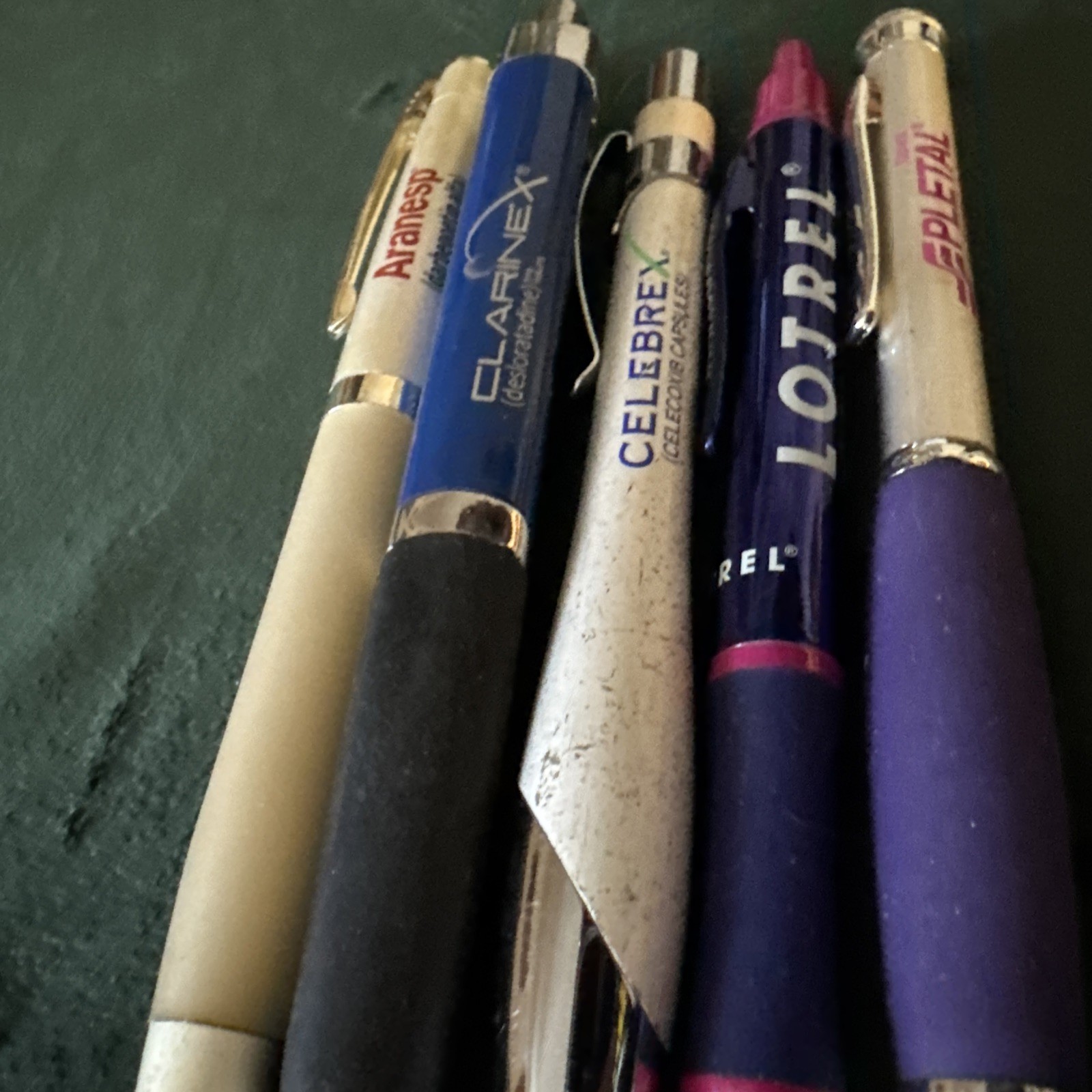 B33 vintage pharmaceutical drug rep pens Lot of 5 METAL