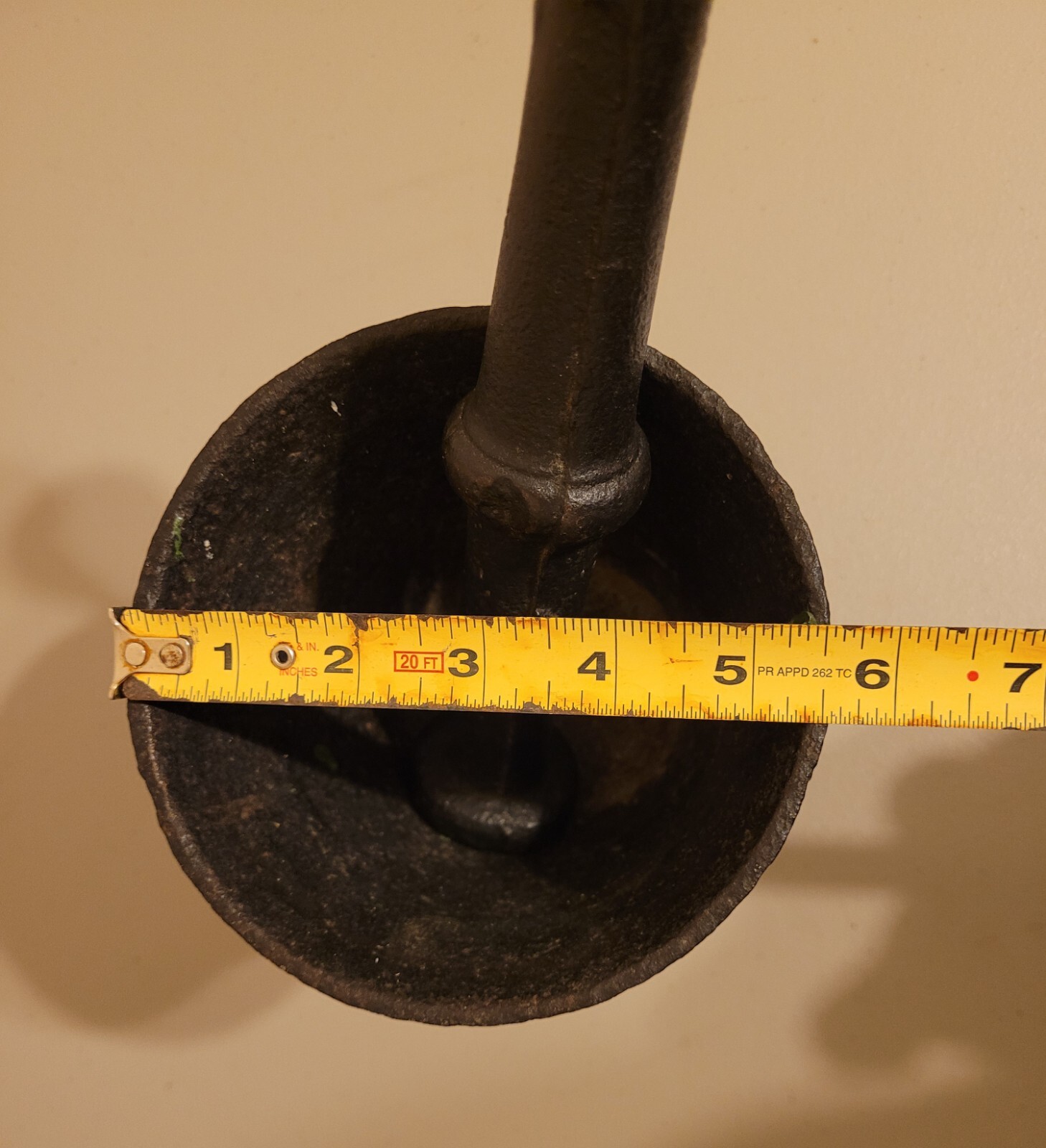 Antique Rare Primitive 19th Century Apothecary Cast Iron Mortar and Pestle Rx